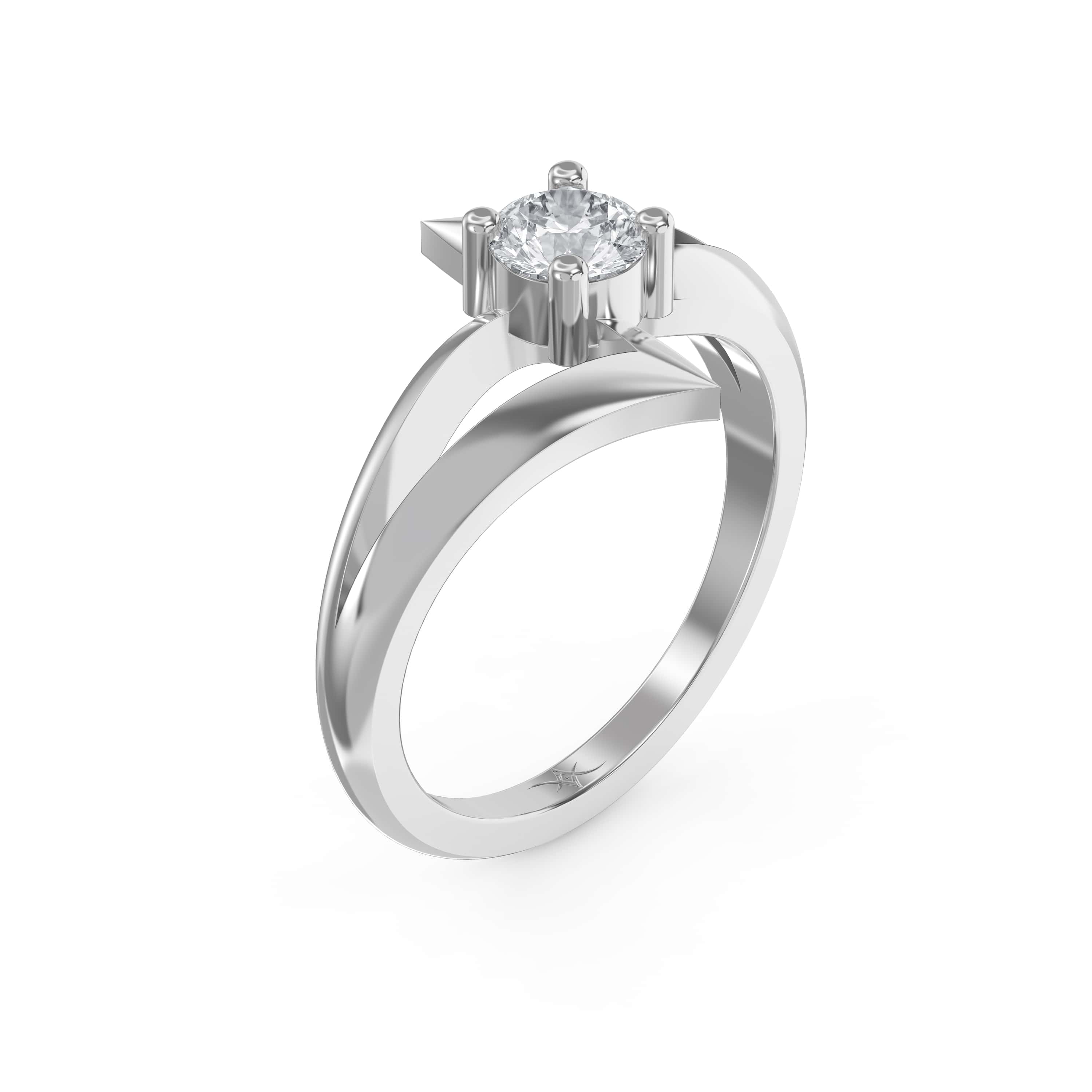 Modern Geometric Solitaire Diamond Ring – Minimal Angular Contemporary Design