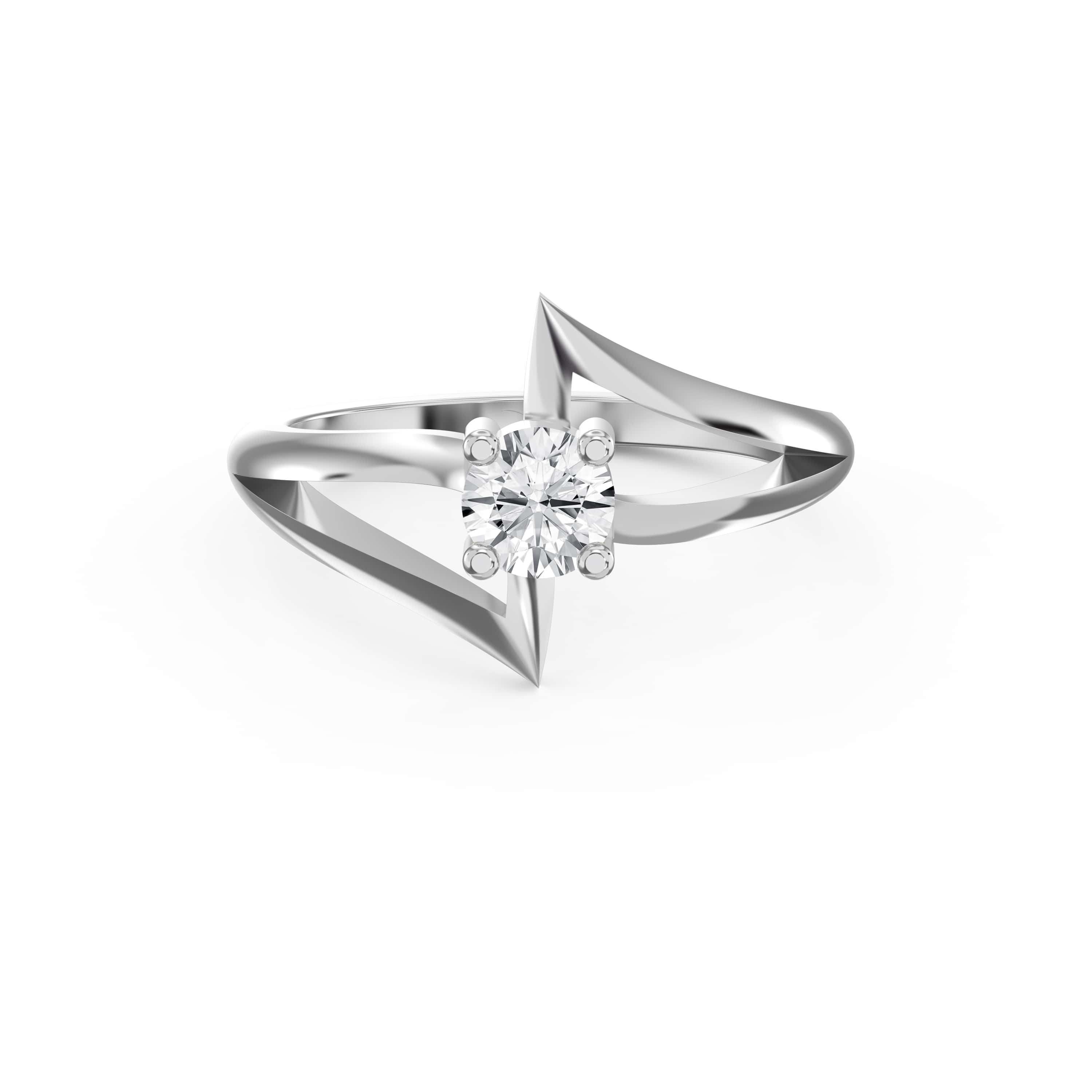 Modern Geometric Solitaire Diamond Ring – Minimal Angular Contemporary Design