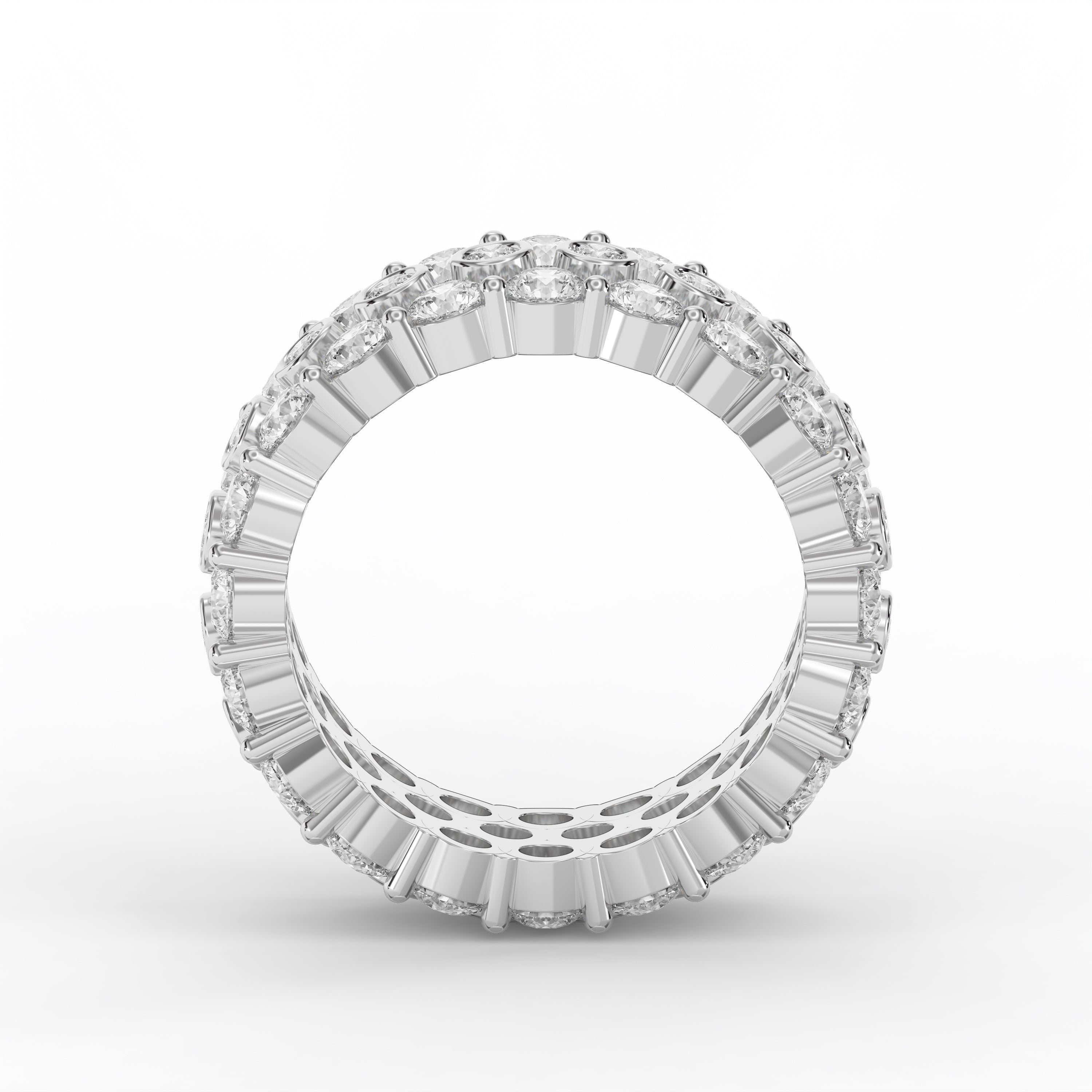 Luxury Wide Pavé cubic zirconia Eternity Band Ring with Multi-Row Round cubic zirconia– 925 Silver