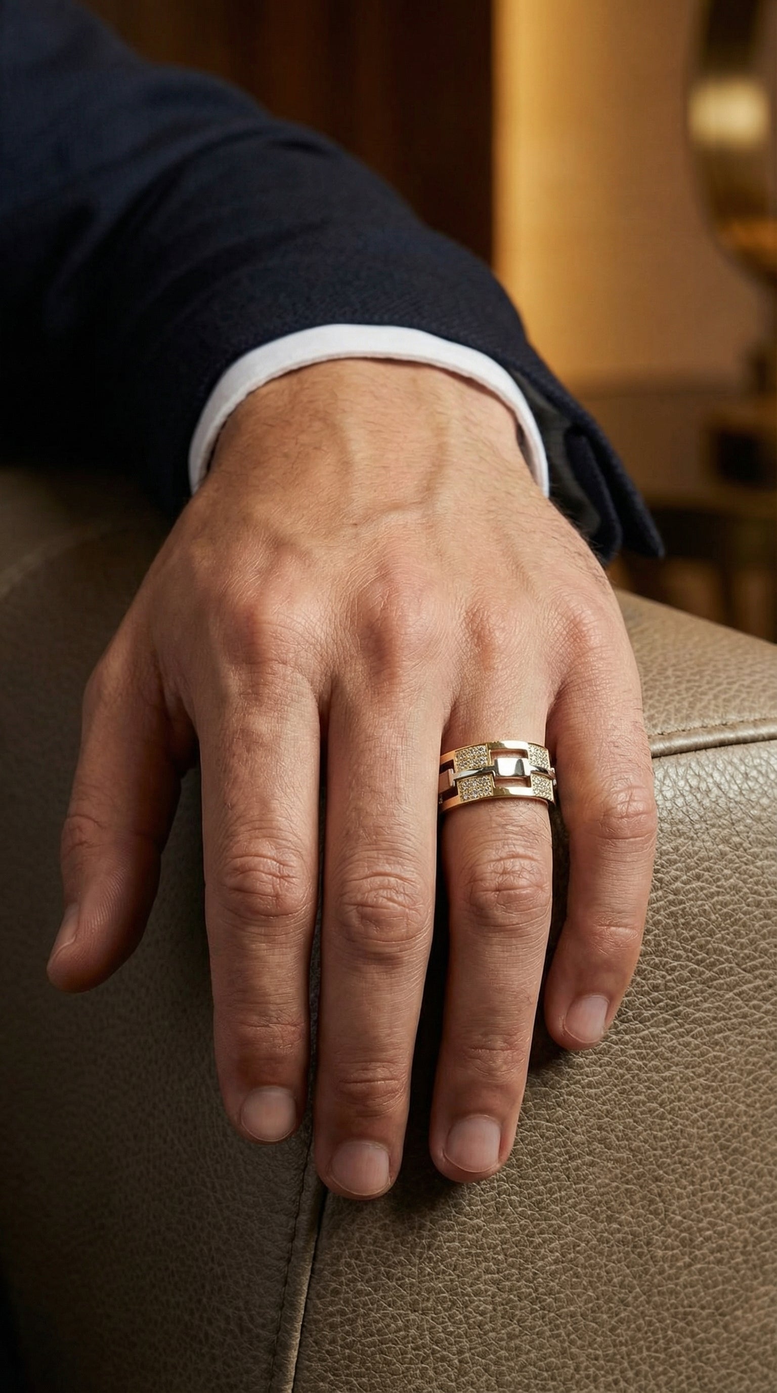 Bold Men’s Wedding Diamond Band