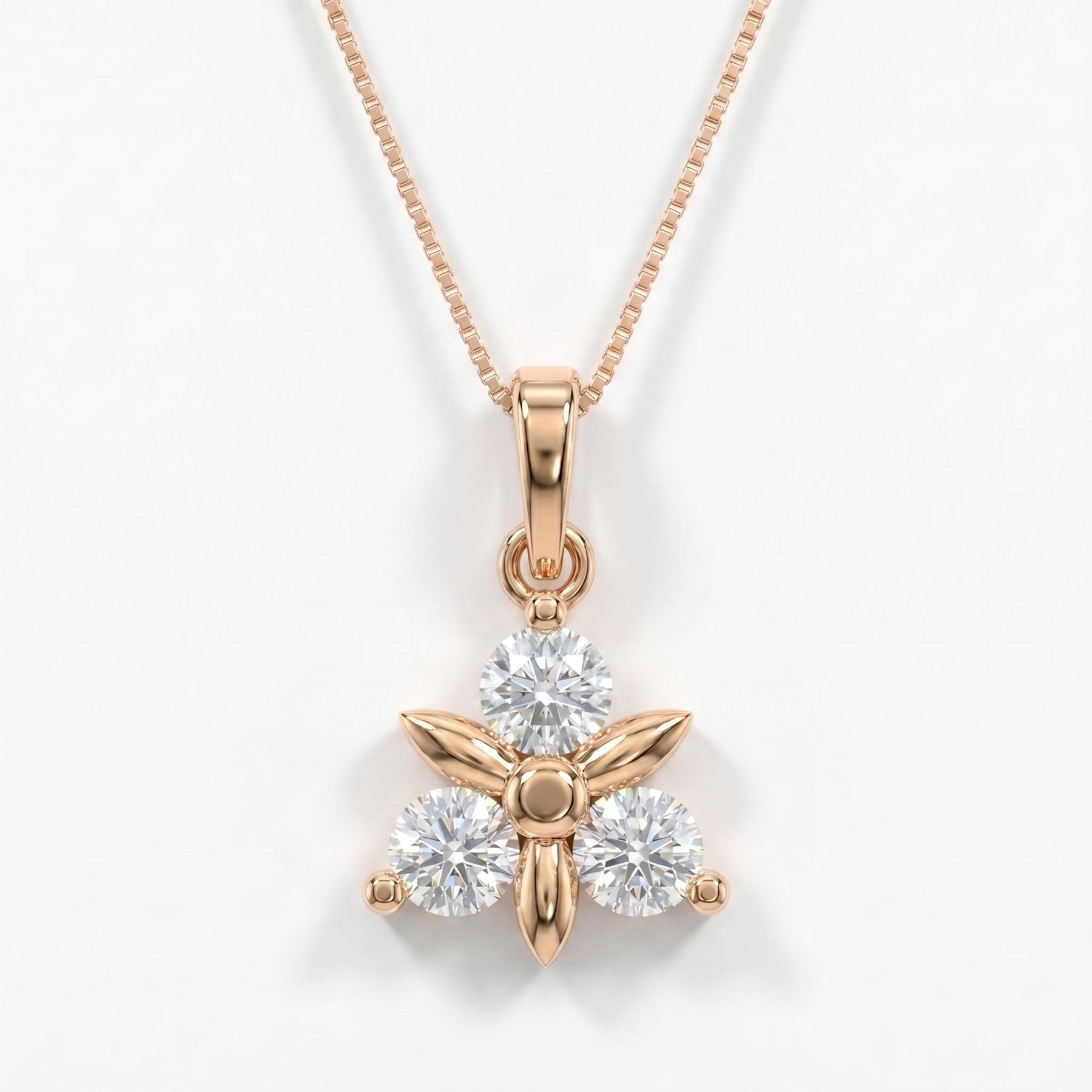 Elegant Floral Diamond Pendant Necklace