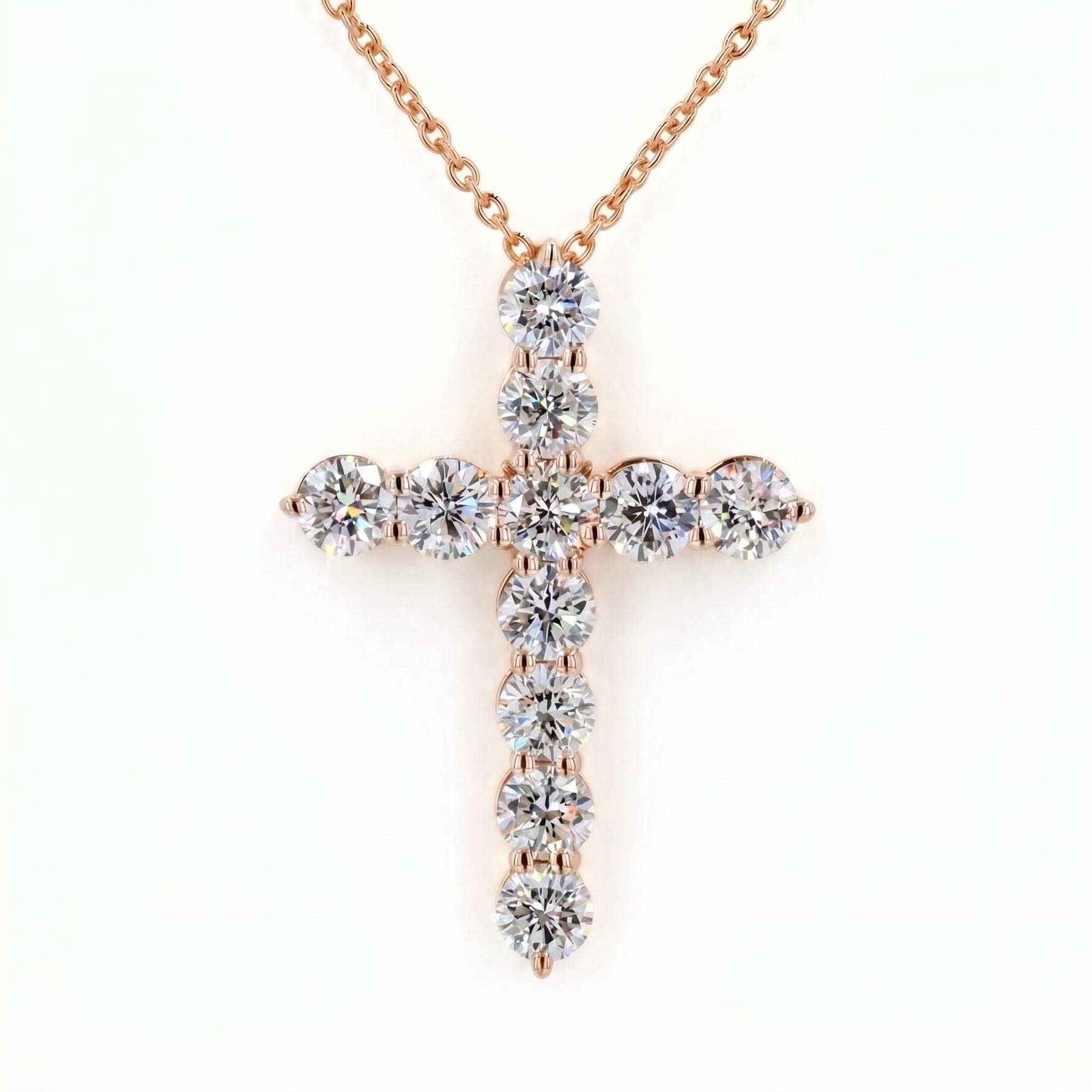 Round Diamond Cross Pendant Necklace