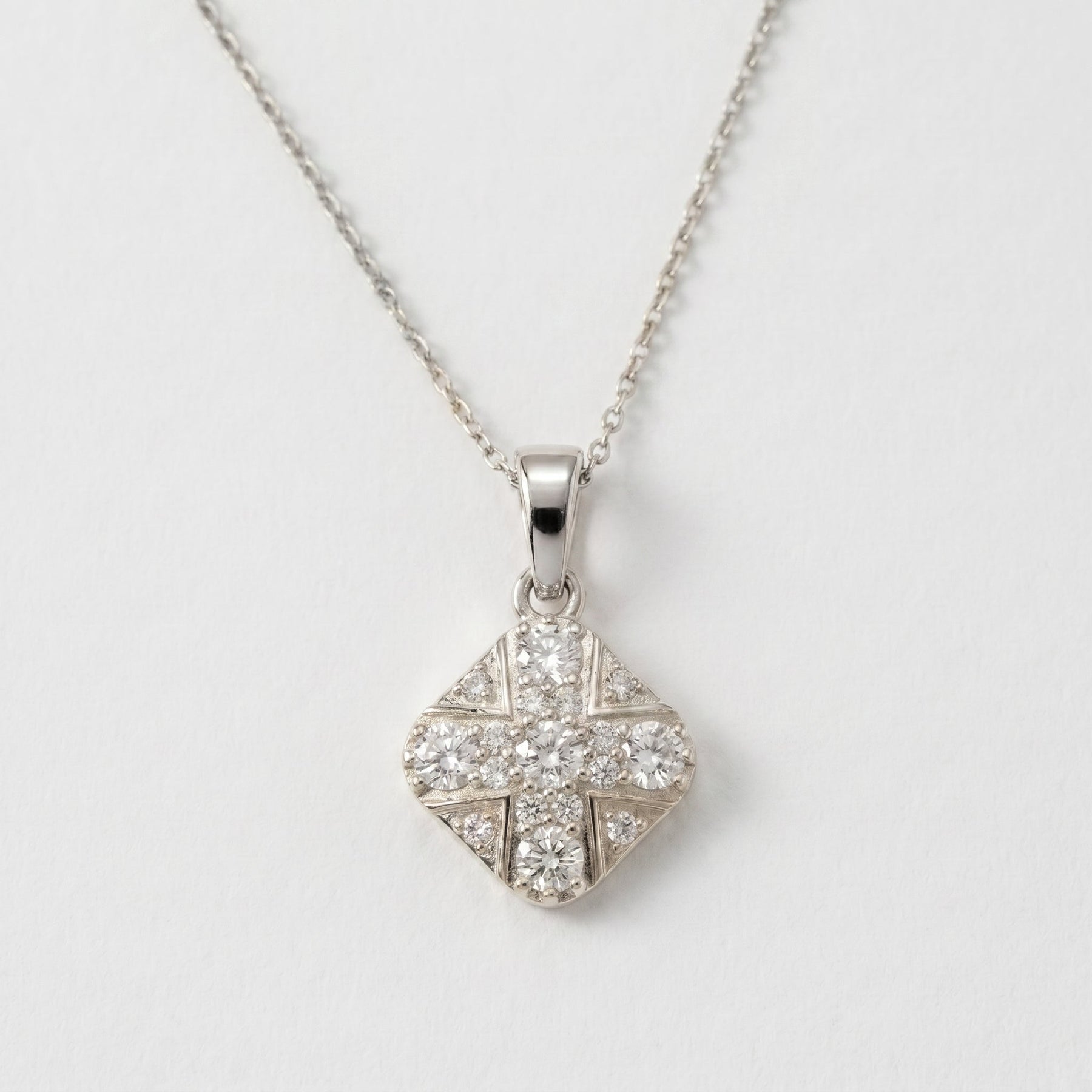 Vintage Style Diamond Cross Pendant Necklace