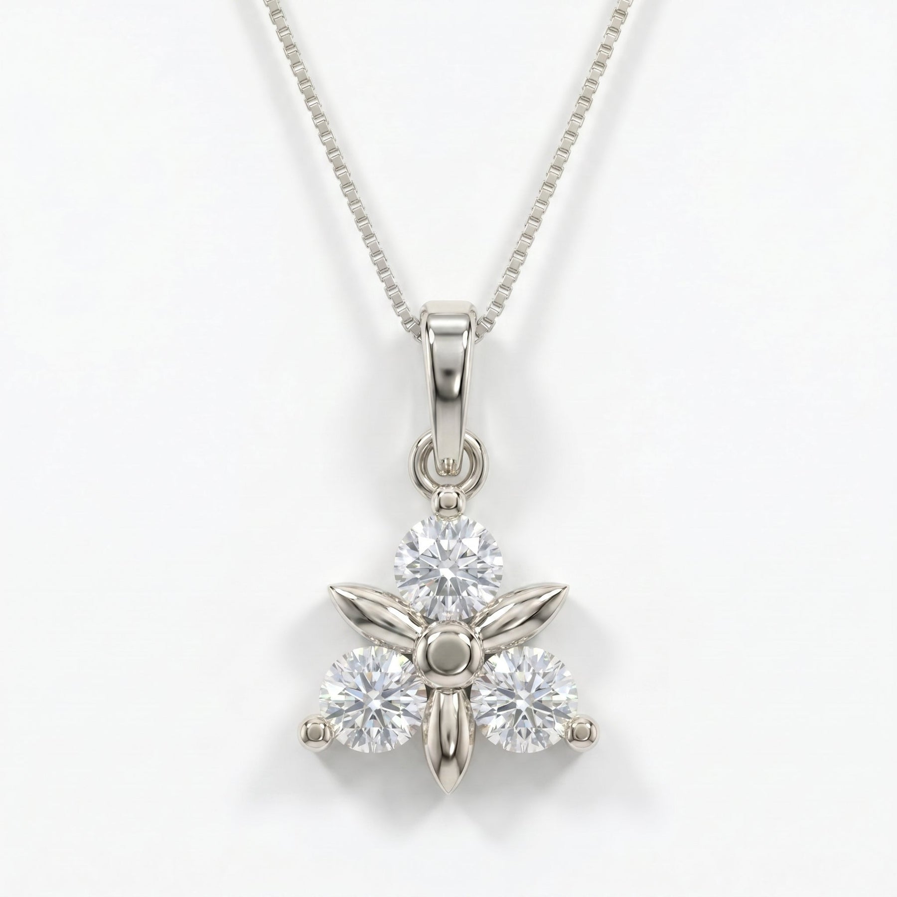 Elegant Floral Diamond Pendant Necklace
