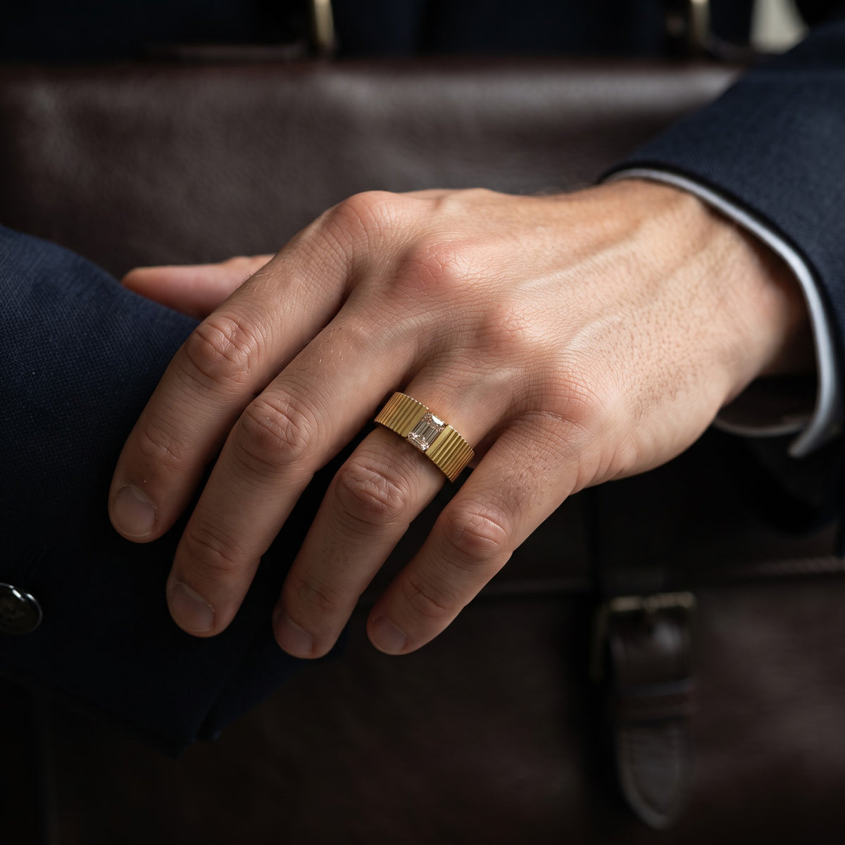 Emerald Cut Lab Diamond Signet Ring