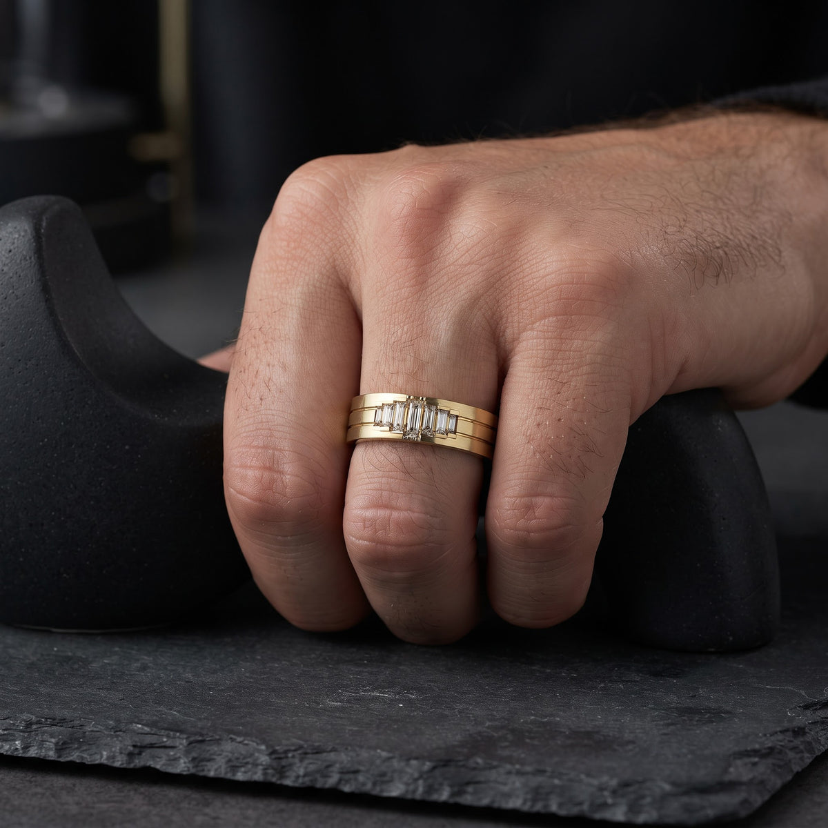 Baguette Cut Lab Diamond Wedding Band | Art Deco Diamond Band