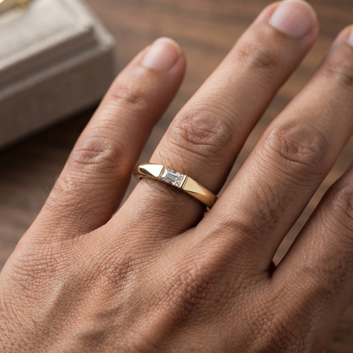 Emerald Cut Diamond Ring | Modern Minimalist Engagement Ring