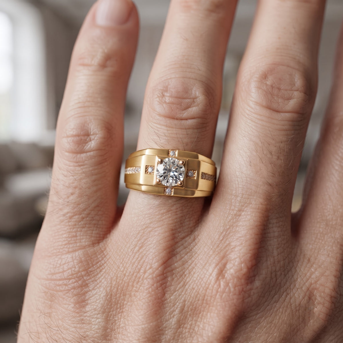 Round Cut Diamond Men's Ring
