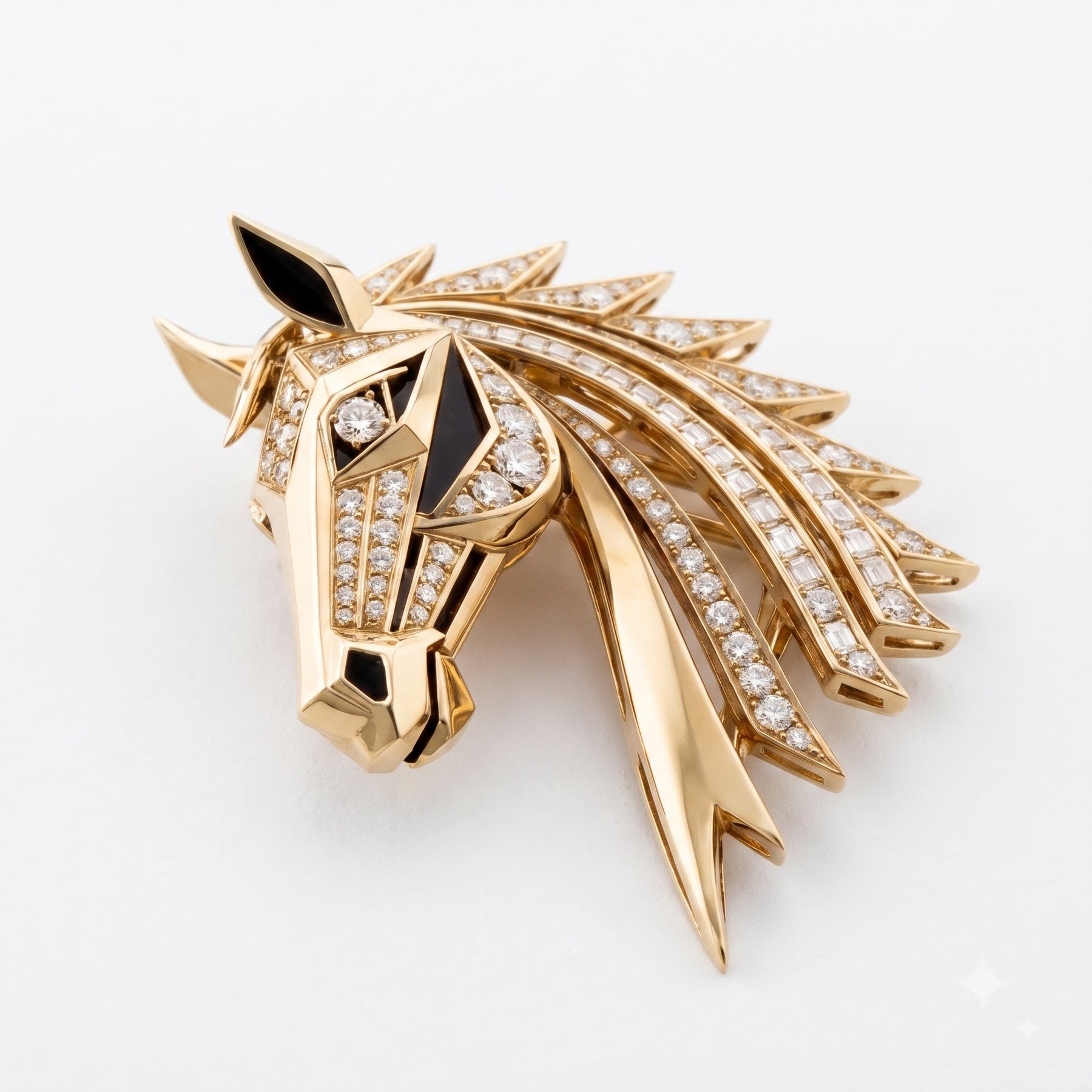 Luxury Diamond Horse Head Brooch / Lapel Pin