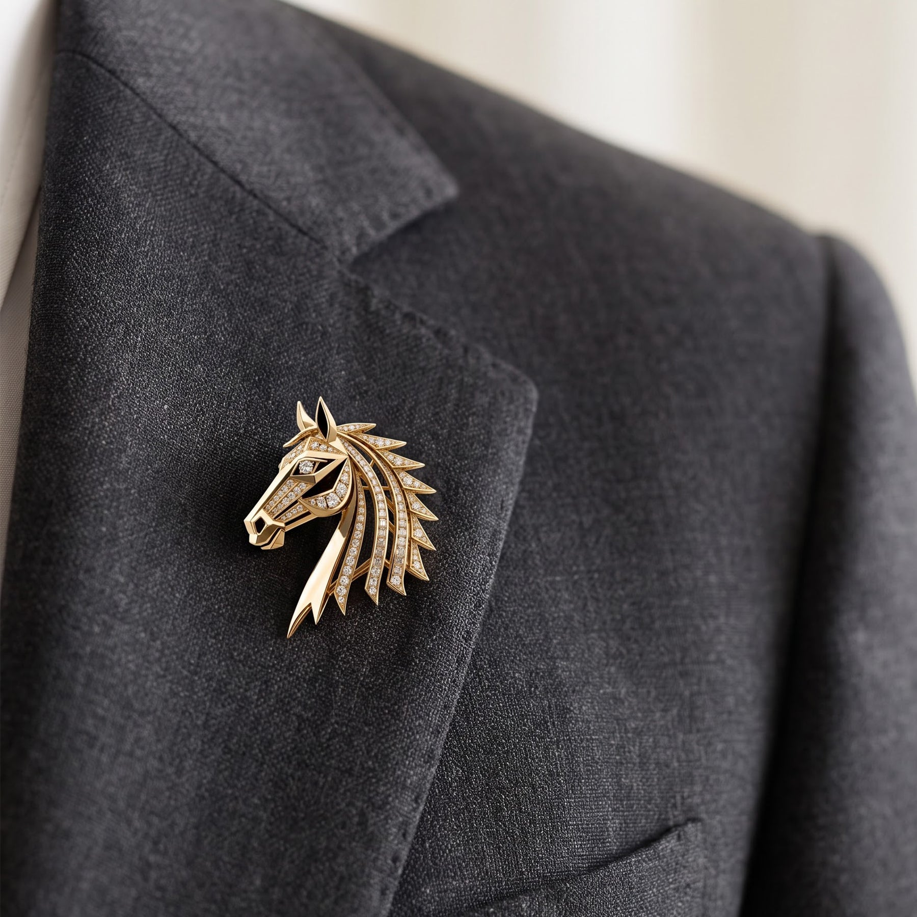 Luxury Diamond Horse Head Brooch / Lapel Pin