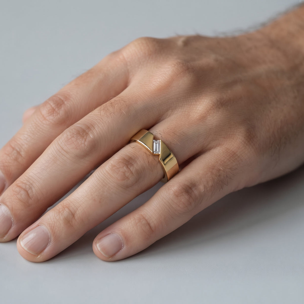Baguette Wide Modern Band Diamond Ring