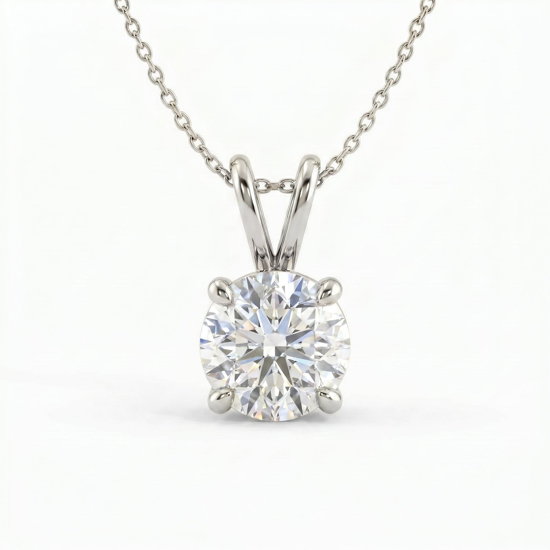 Diamond necklace on a white background