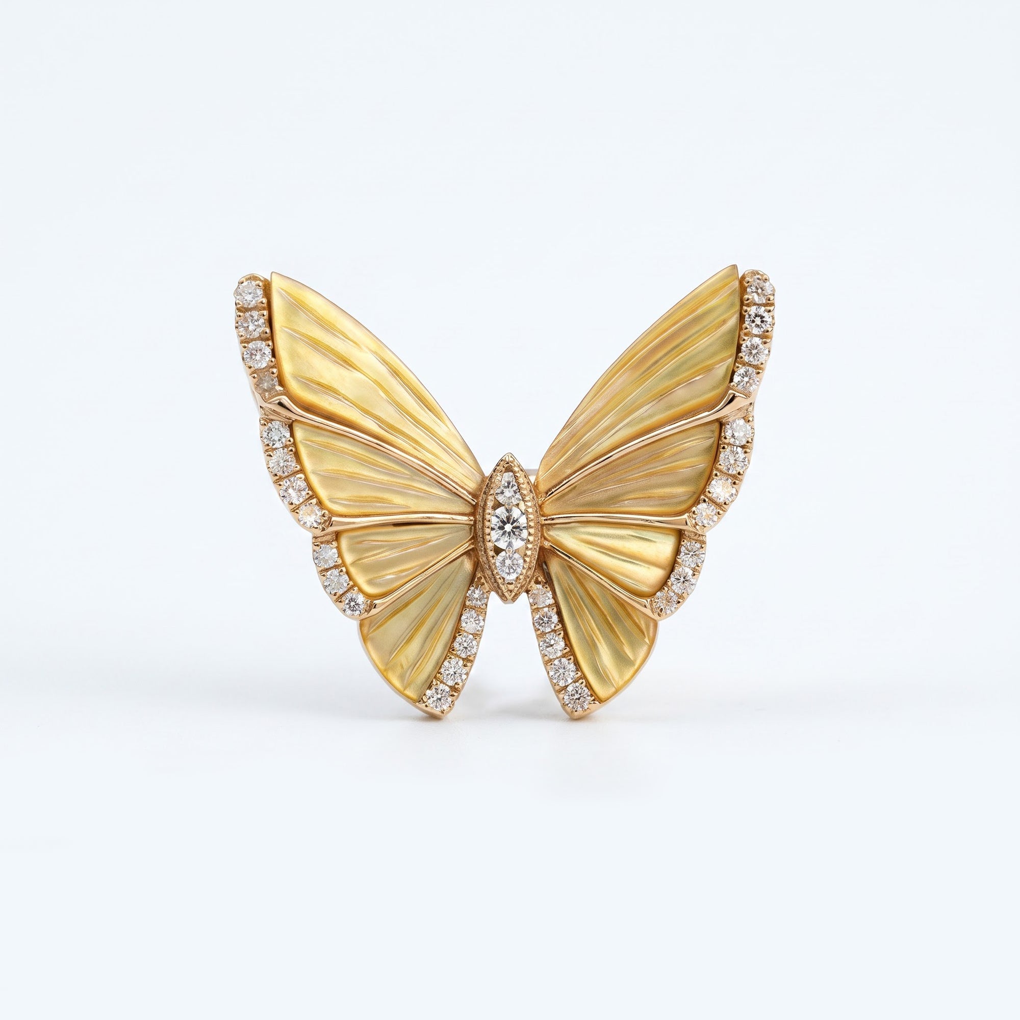 Diamond Butterfly Brooch in 18K Yellow Gold