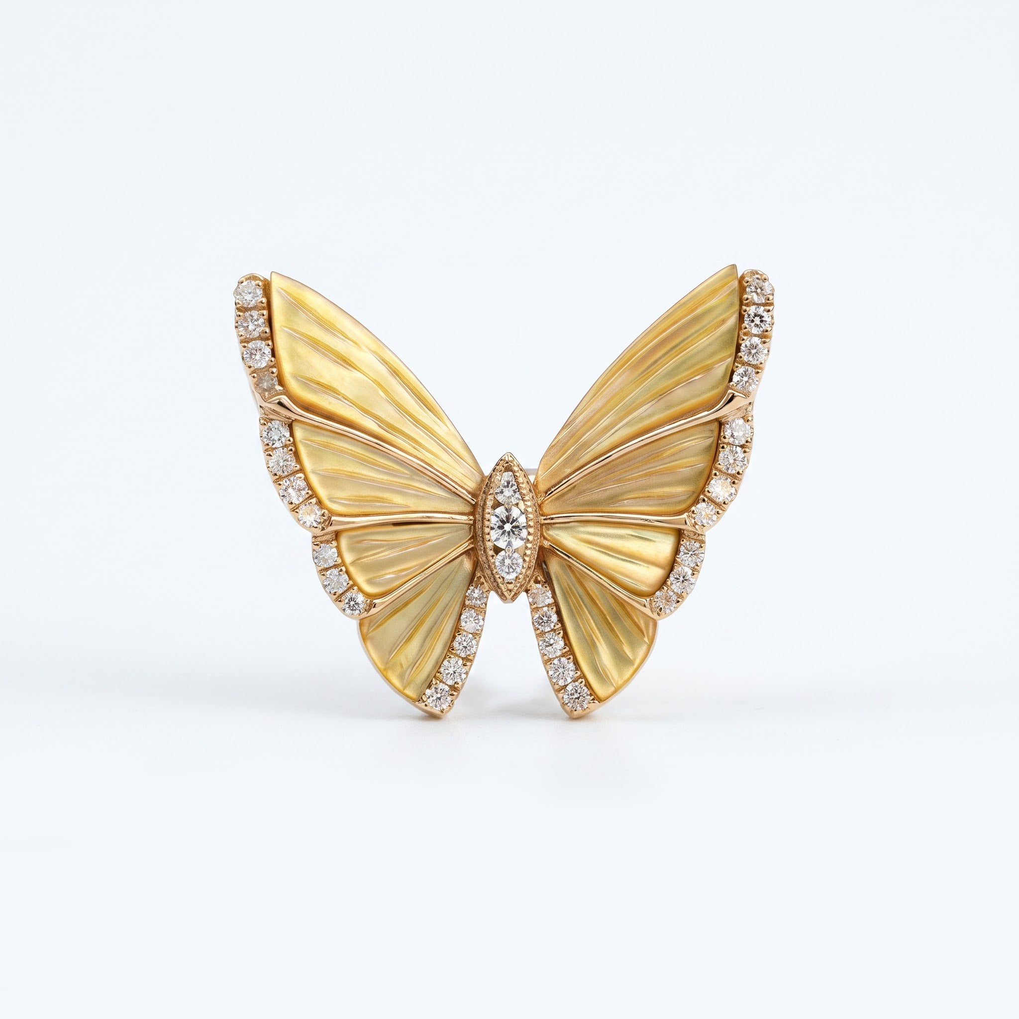 Diamond Butterfly Brooch in 18K Yellow Gold