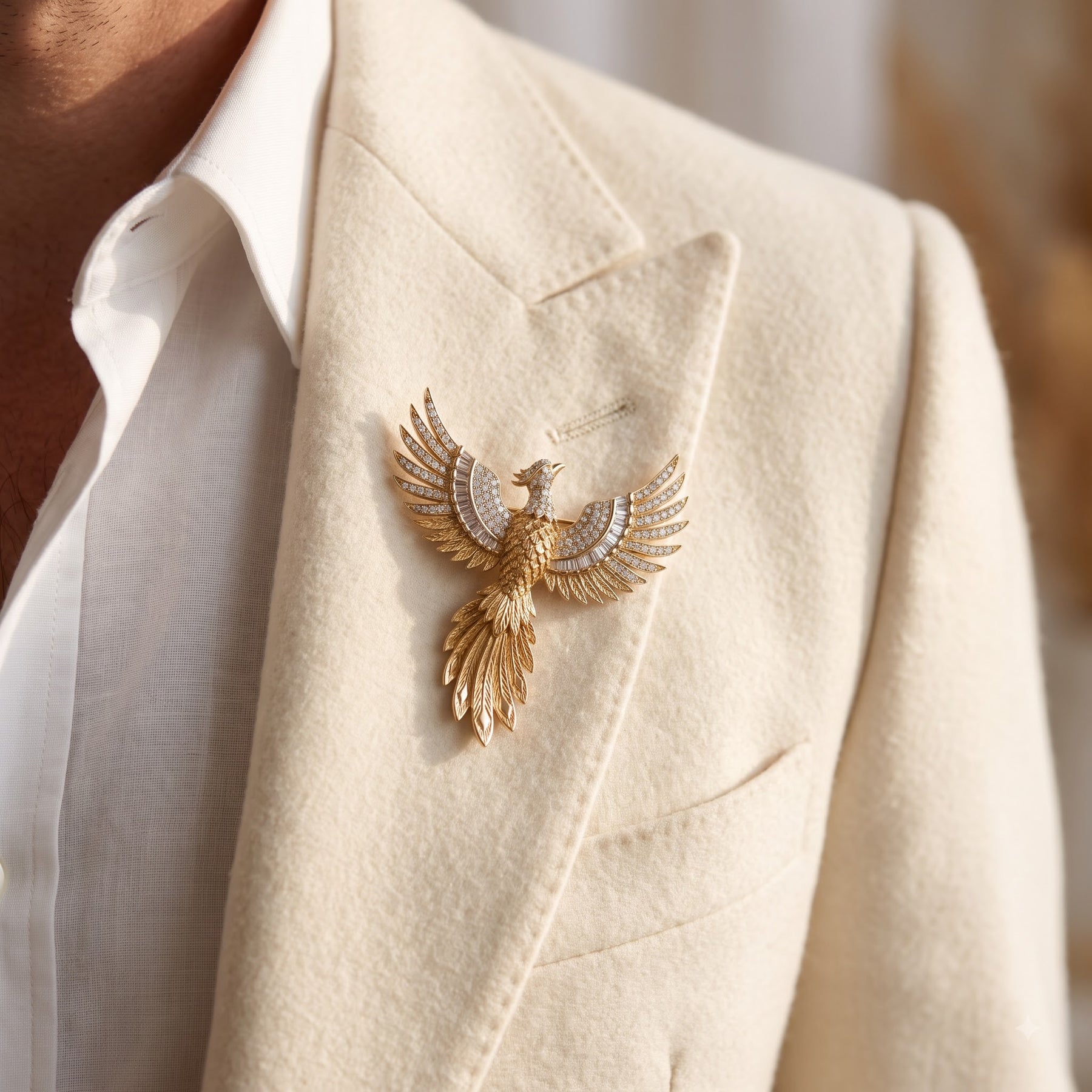 Phoenix Bird Lab Diamond Brooch Pin