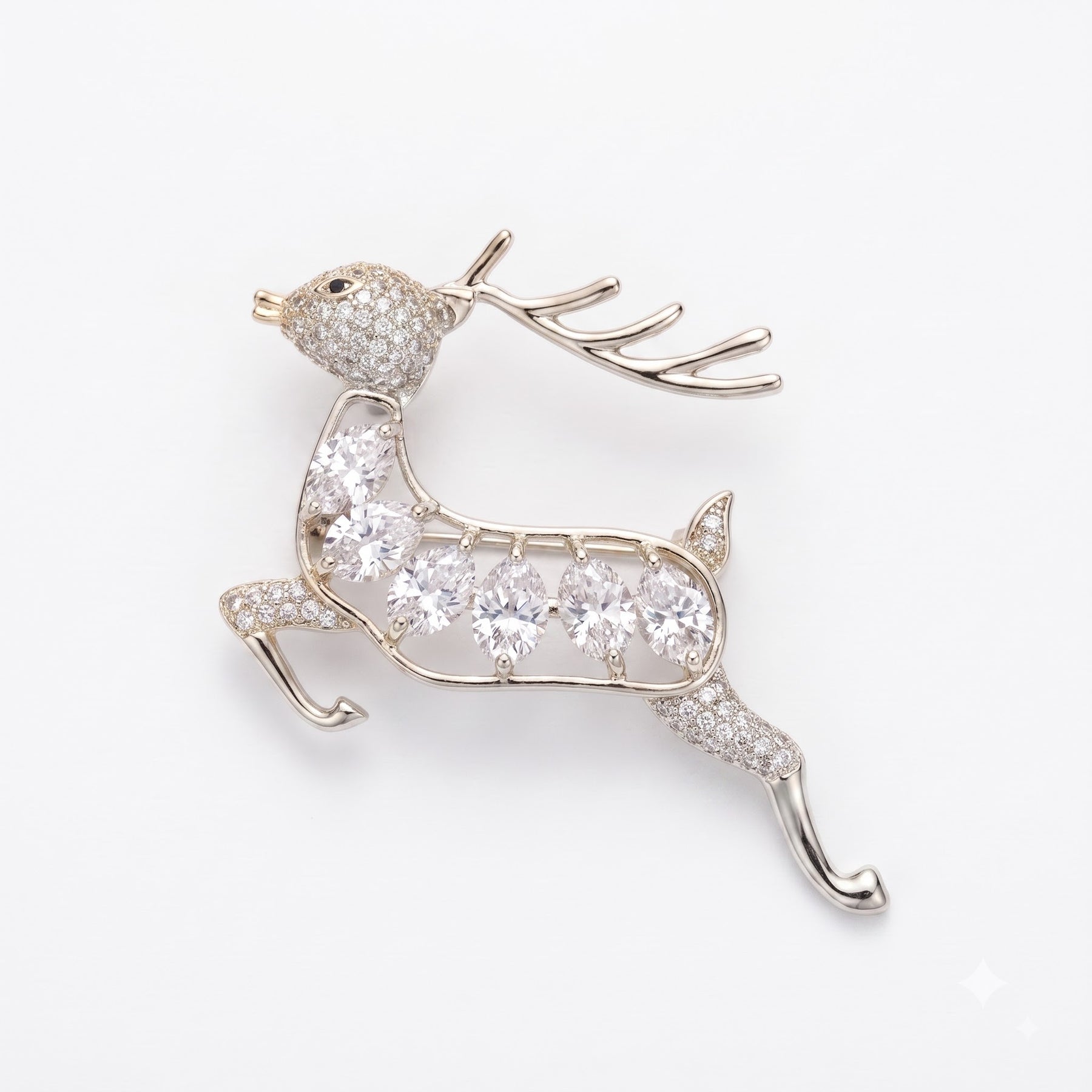 Diamond Reindeer Lapel Brooch