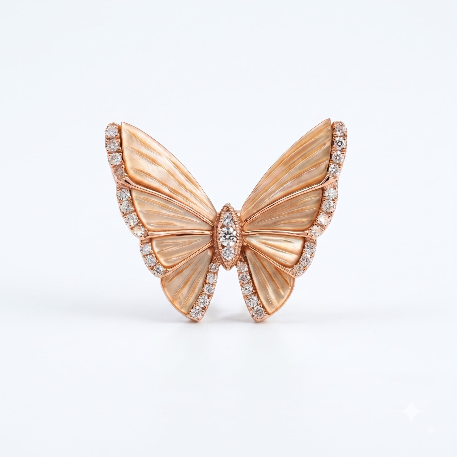 Diamond Butterfly Brooch in 18K Yellow Gold