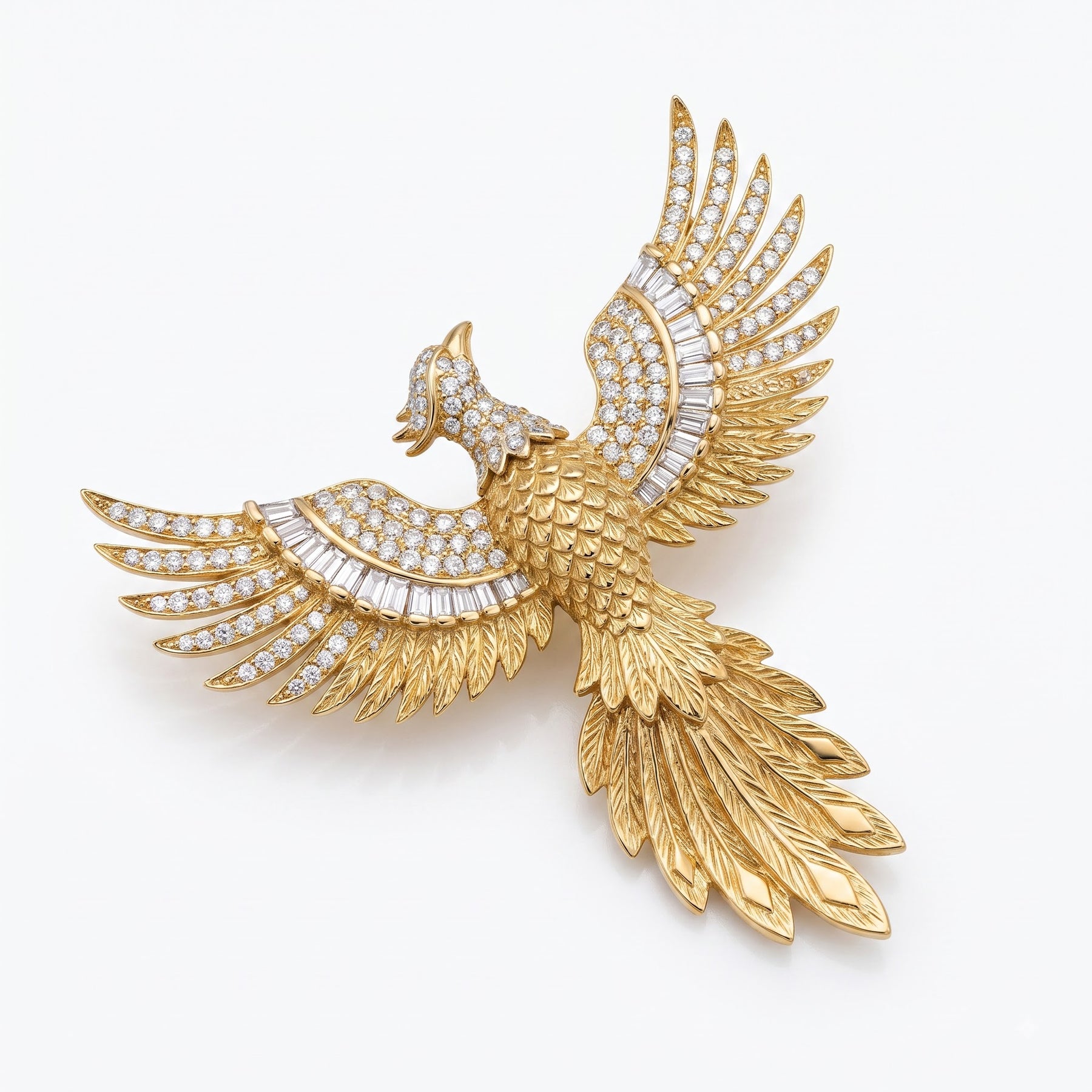 Phoenix Bird Lab Diamond Brooch Pin
