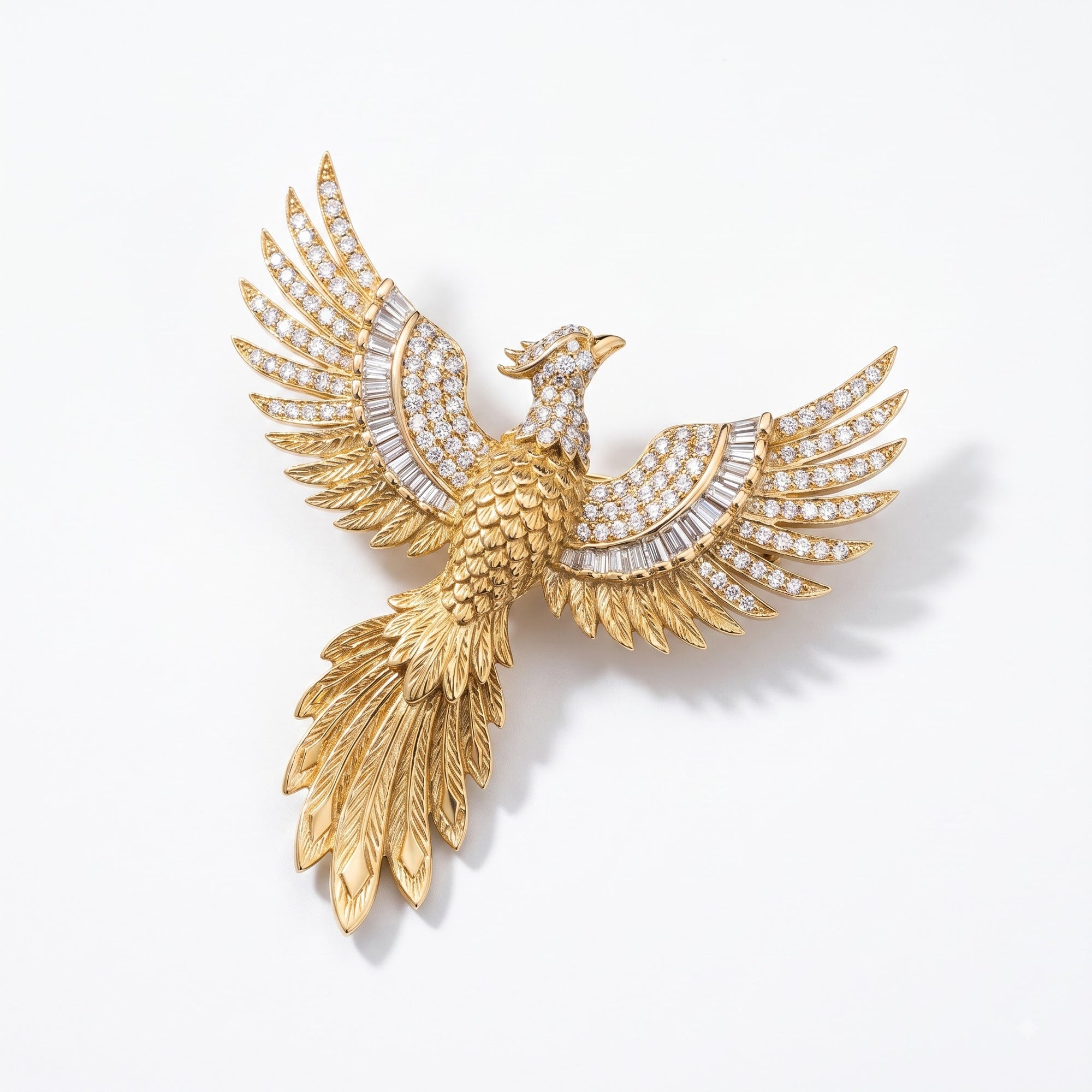 Phoenix Bird Lab Diamond Brooch Pin