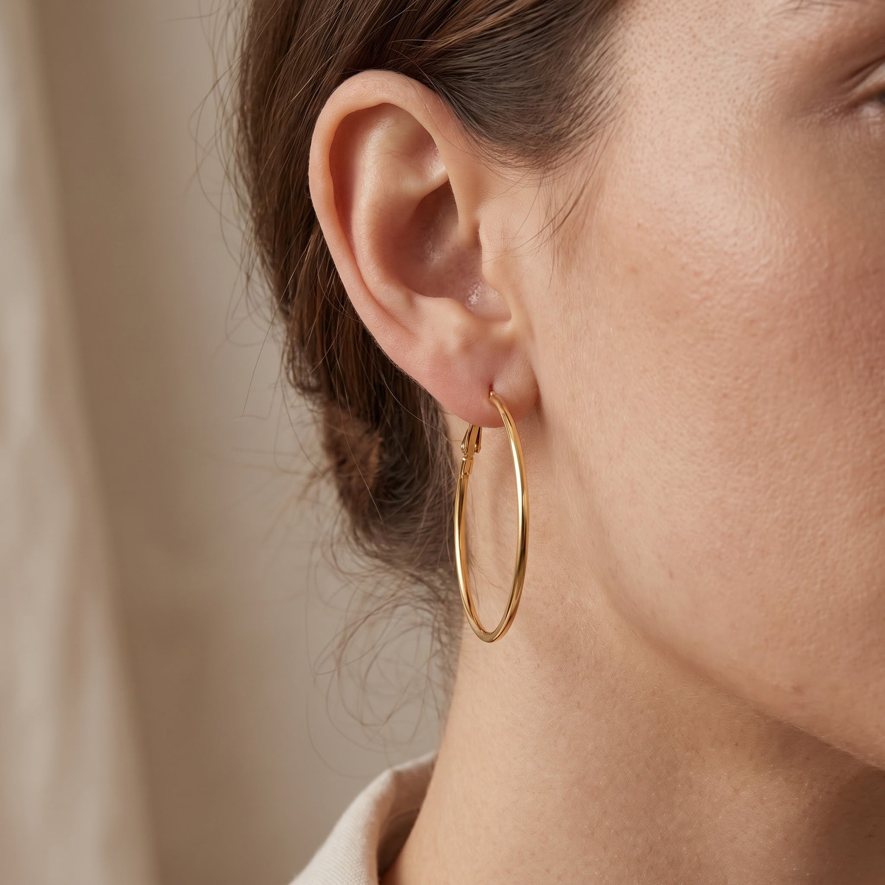 Oval Gold Hoop Earrings, Minimalist Dainty Hoops