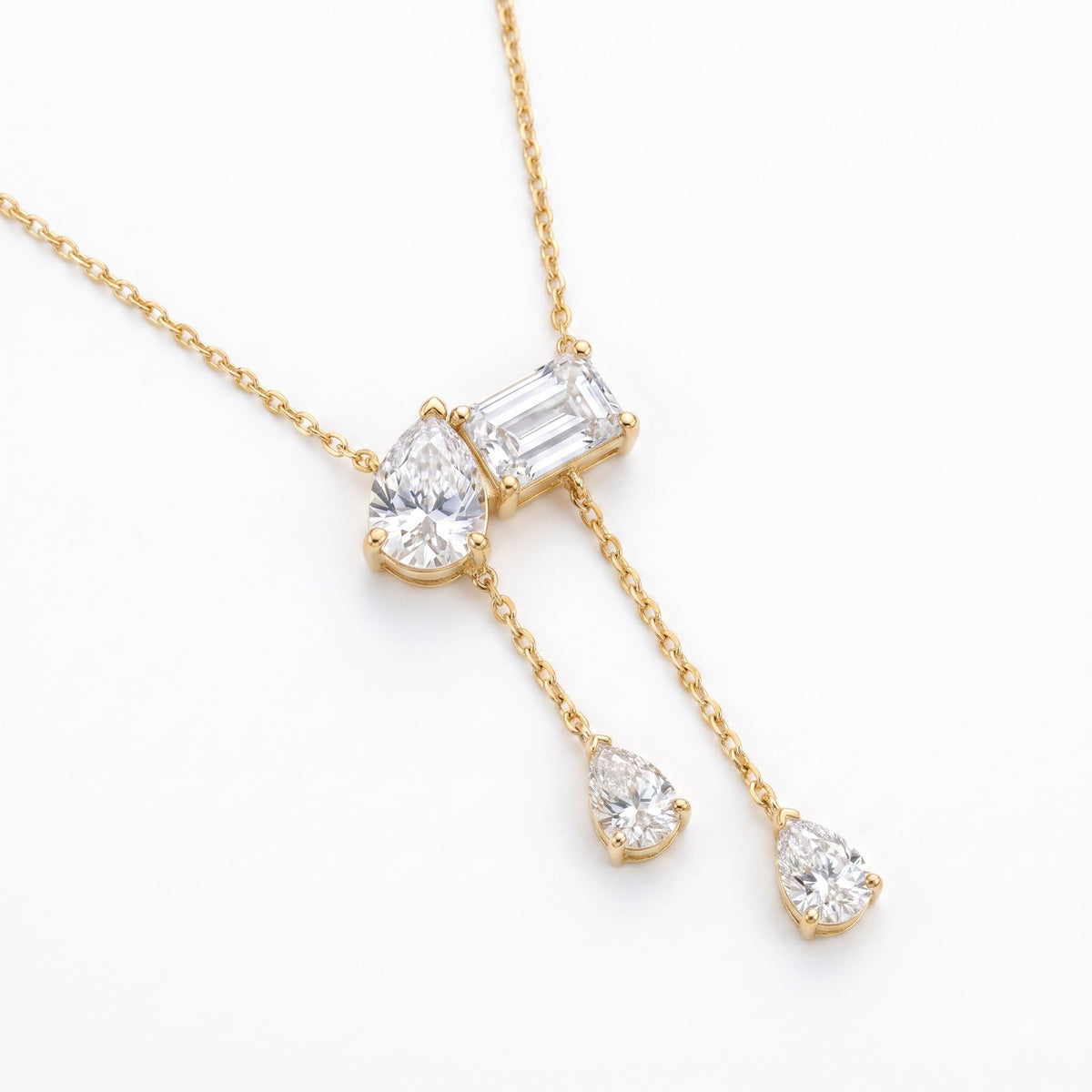 Pear & Emerald Cut Diamond Necklace