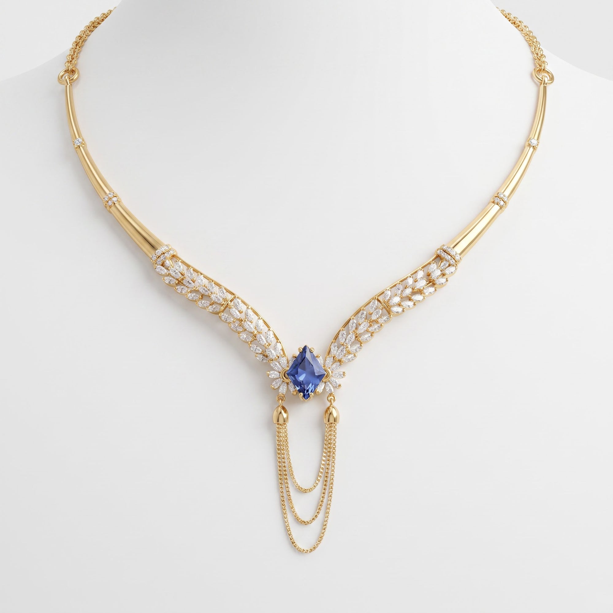 Blue Sapphire & Diamond Necklace