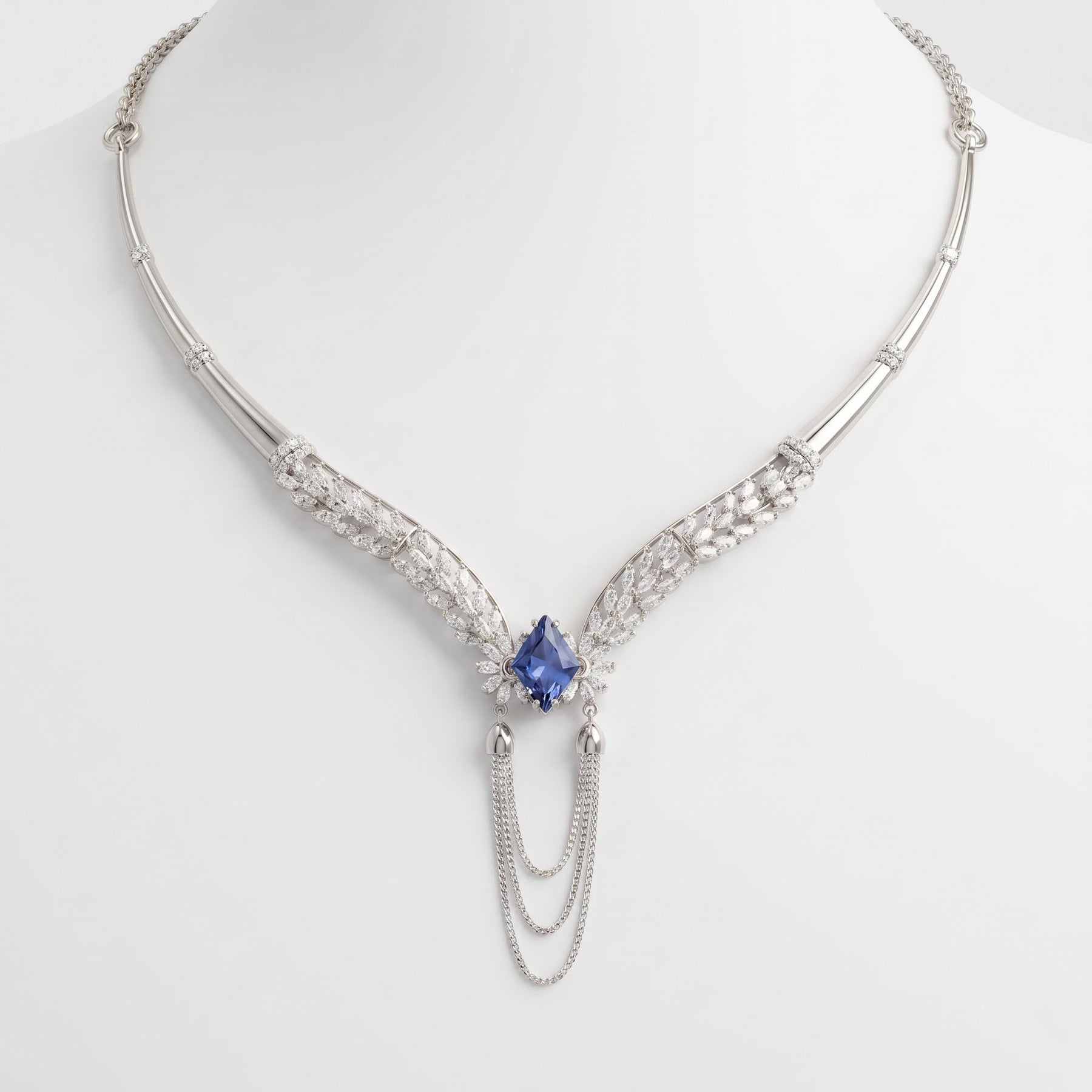 Blue Sapphire & Diamond Necklace