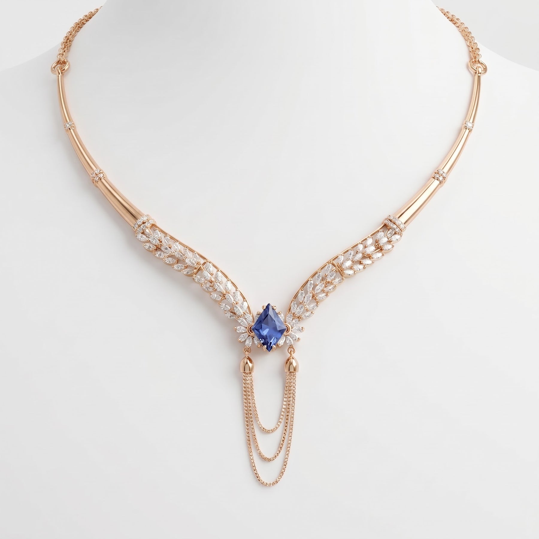 Blue Sapphire & Diamond Necklace
