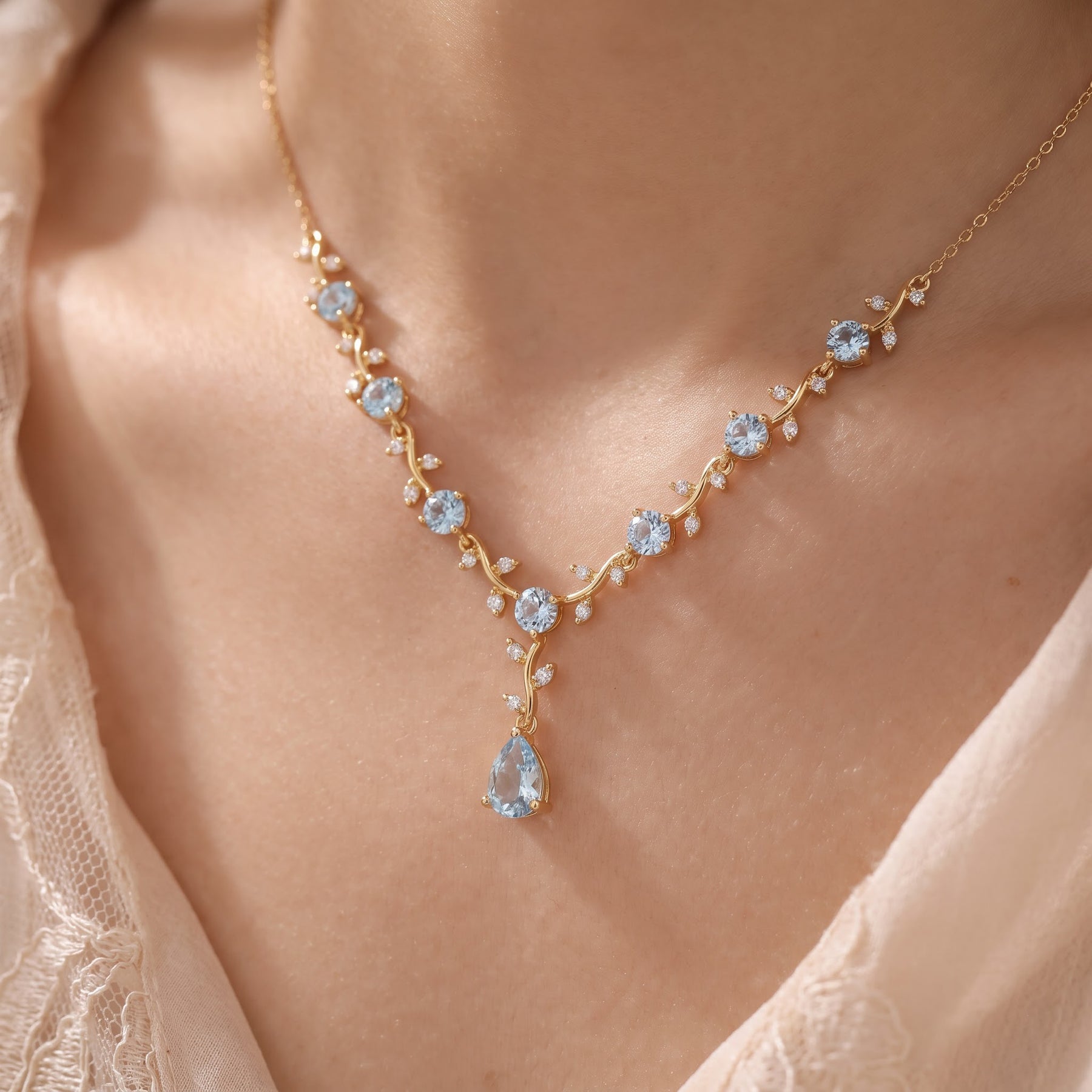 Aquamarine & Diamond Necklace
