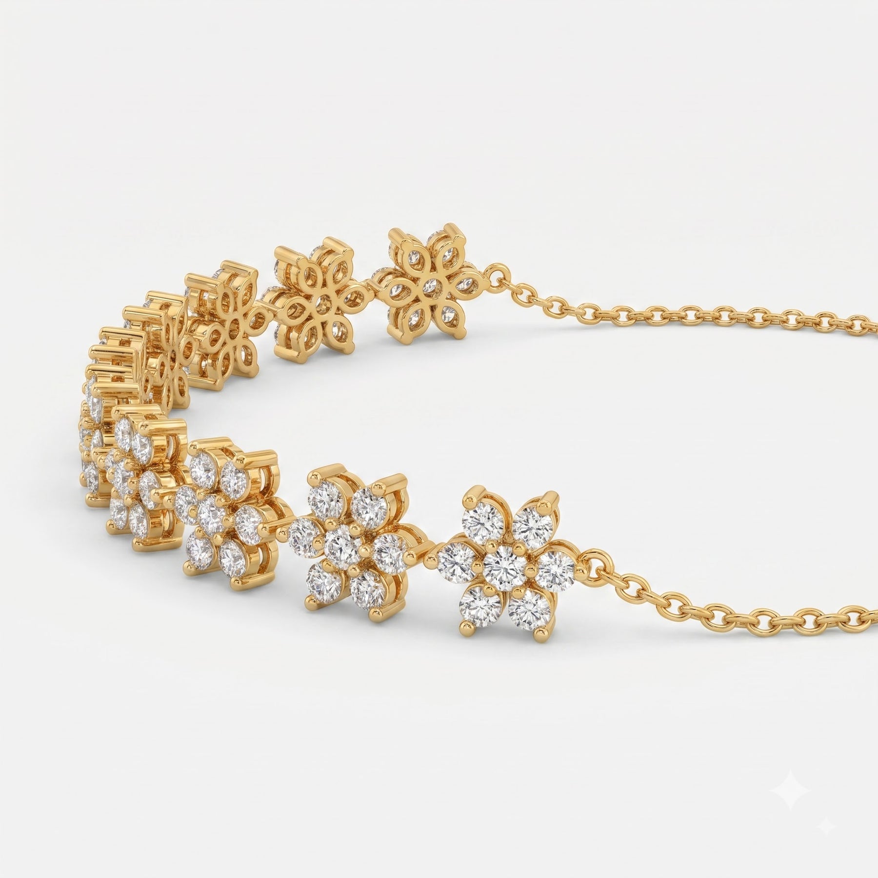 9-Flower Diamond Cluster Anklet