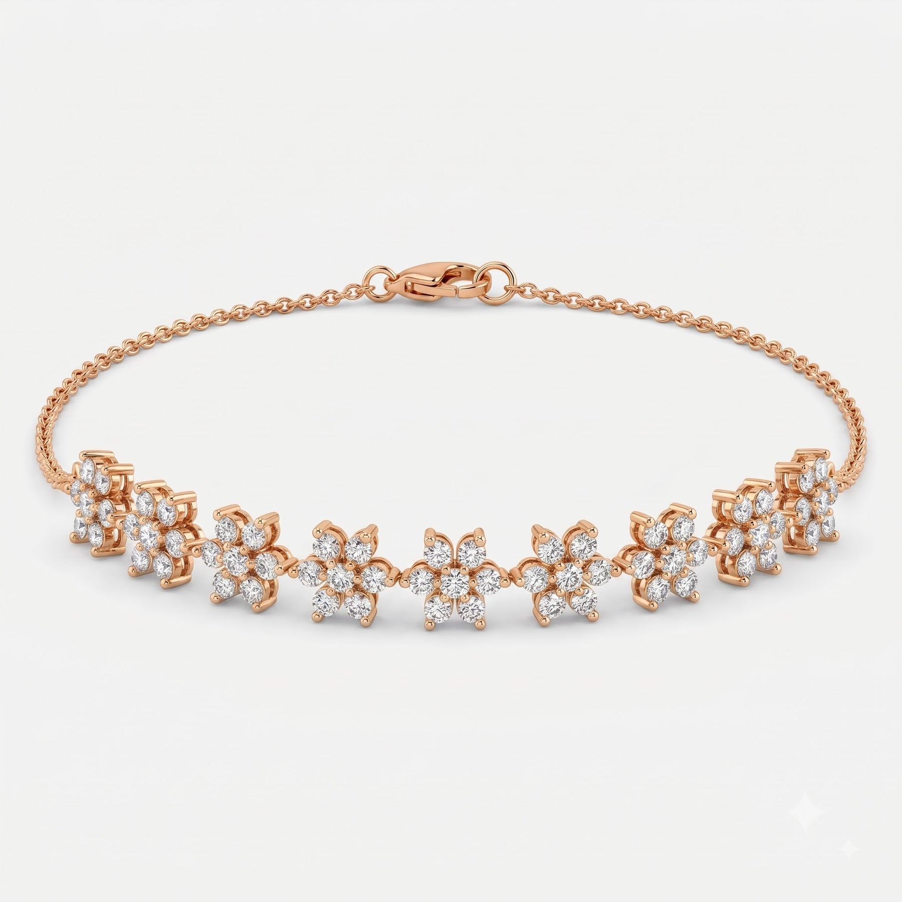 9-Flower Diamond Cluster Anklet