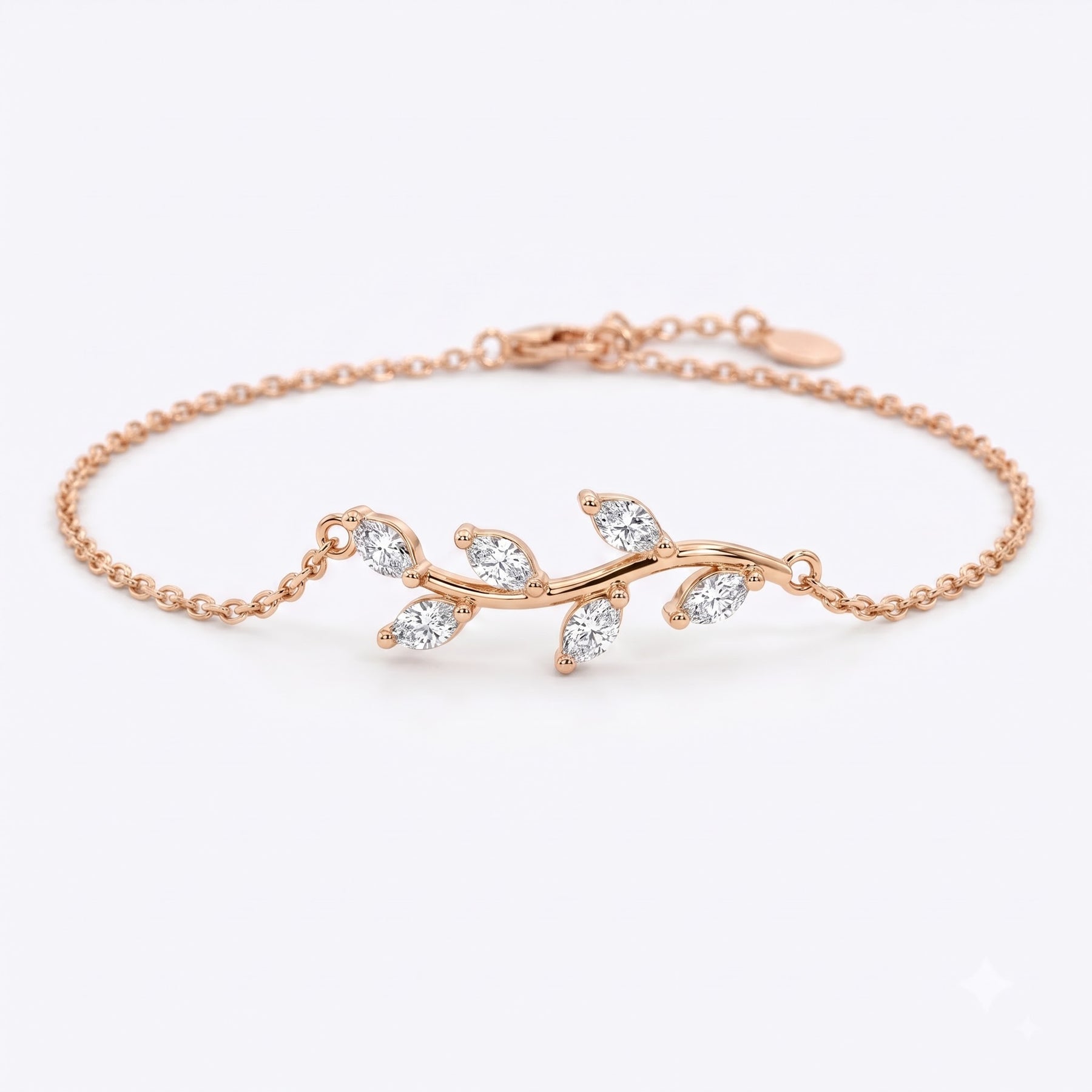 delicate botanical diamond anklet