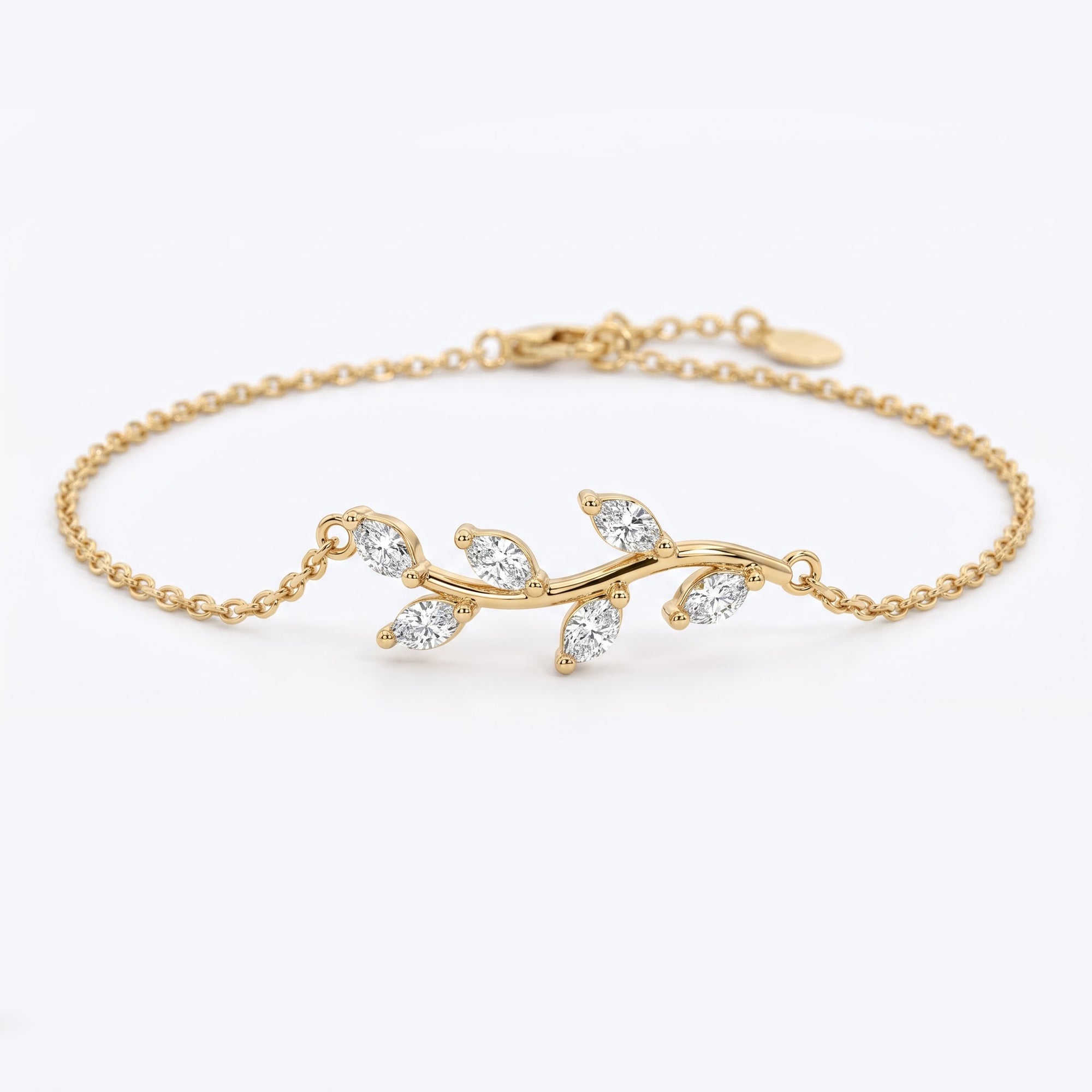 delicate botanical diamond anklet