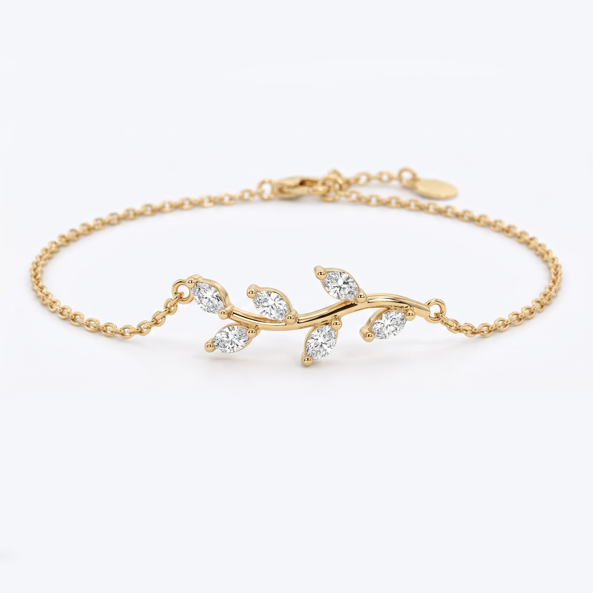delicate botanical diamond anklet