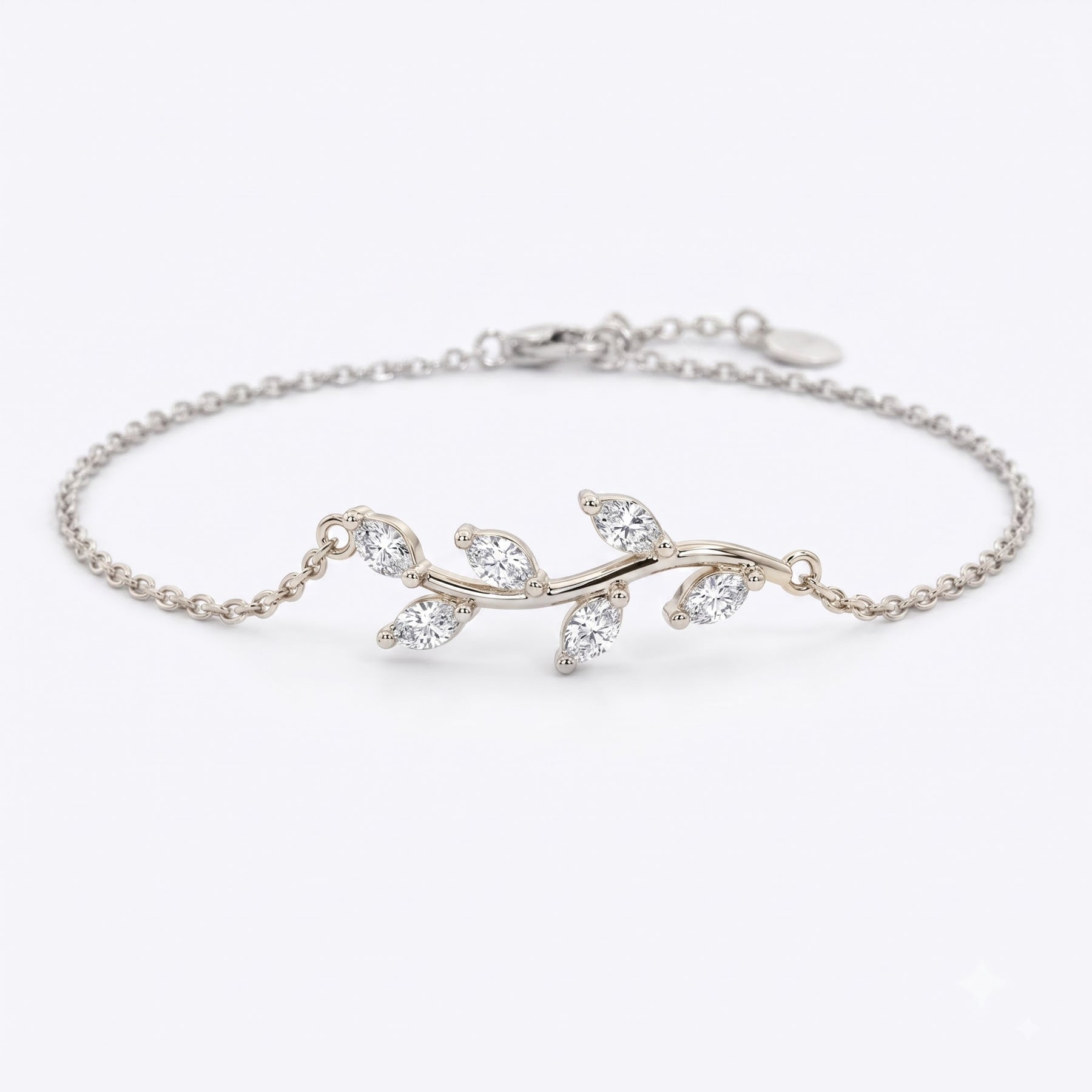 delicate botanical diamond anklet