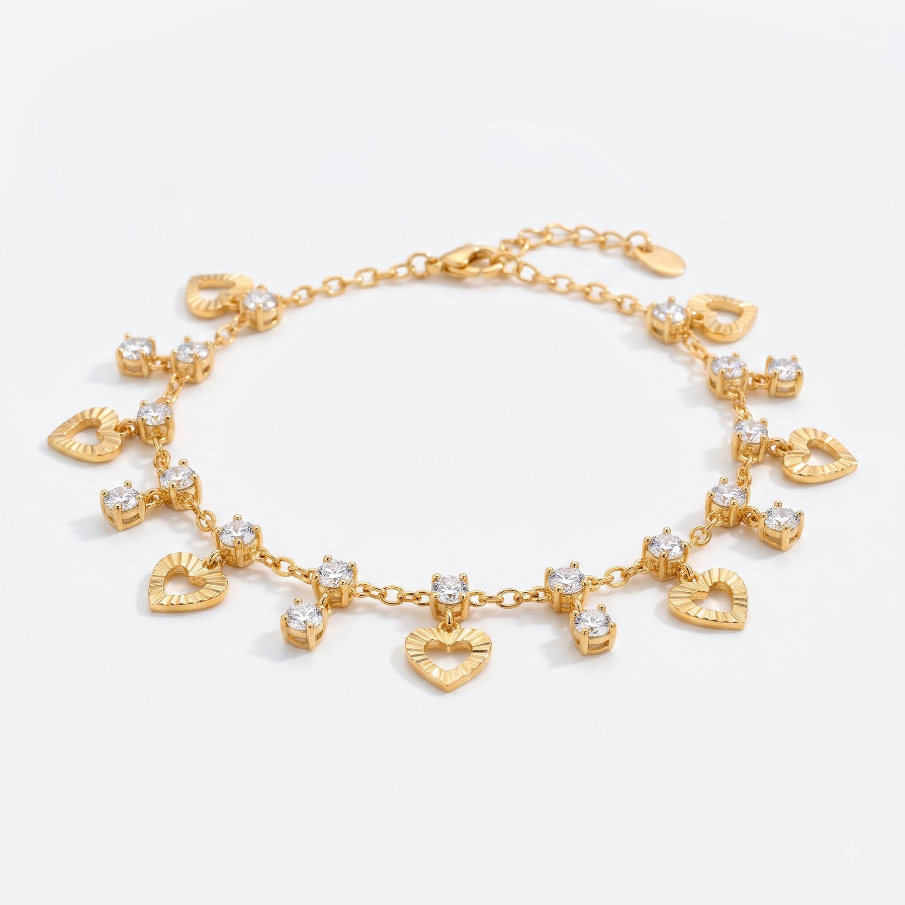 luxury diamond-and-heart charm anklet