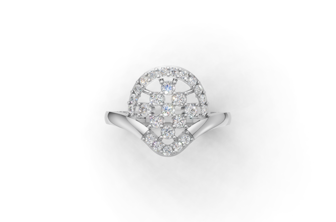 Luxury 925 Sterling Silver Cluster Lattice Ring – Geometric Shield Statement Ring with Brilliant CZ