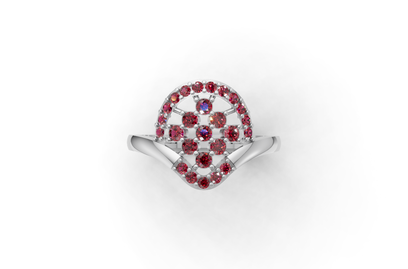 Luxury 925 Sterling Silver Cluster Lattice Ring – Geometric Shield Statement Ring with Brilliant CZ