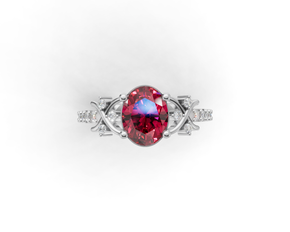 Vintage-Inspired Oval Cut CZ Statement Ring – 925 Sterling Silver Intricate Filigree Art Deco Band