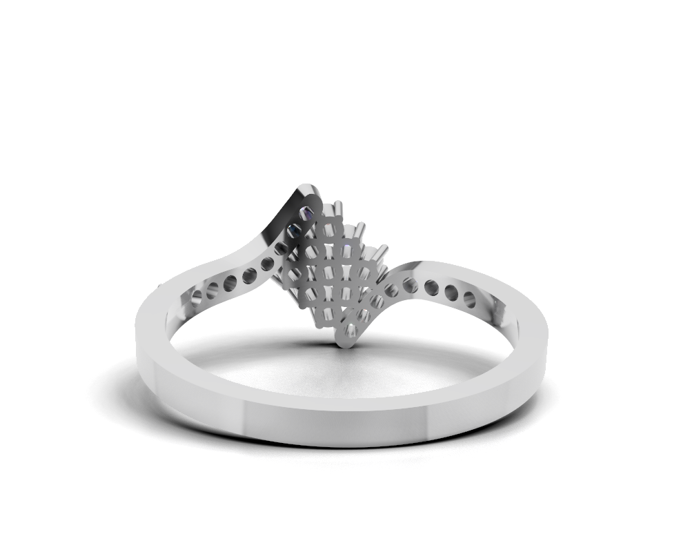 Modern Diagonal Cluster CZ Statement Ring – 925 Sterling Silver Geometric Multi-Stone Band