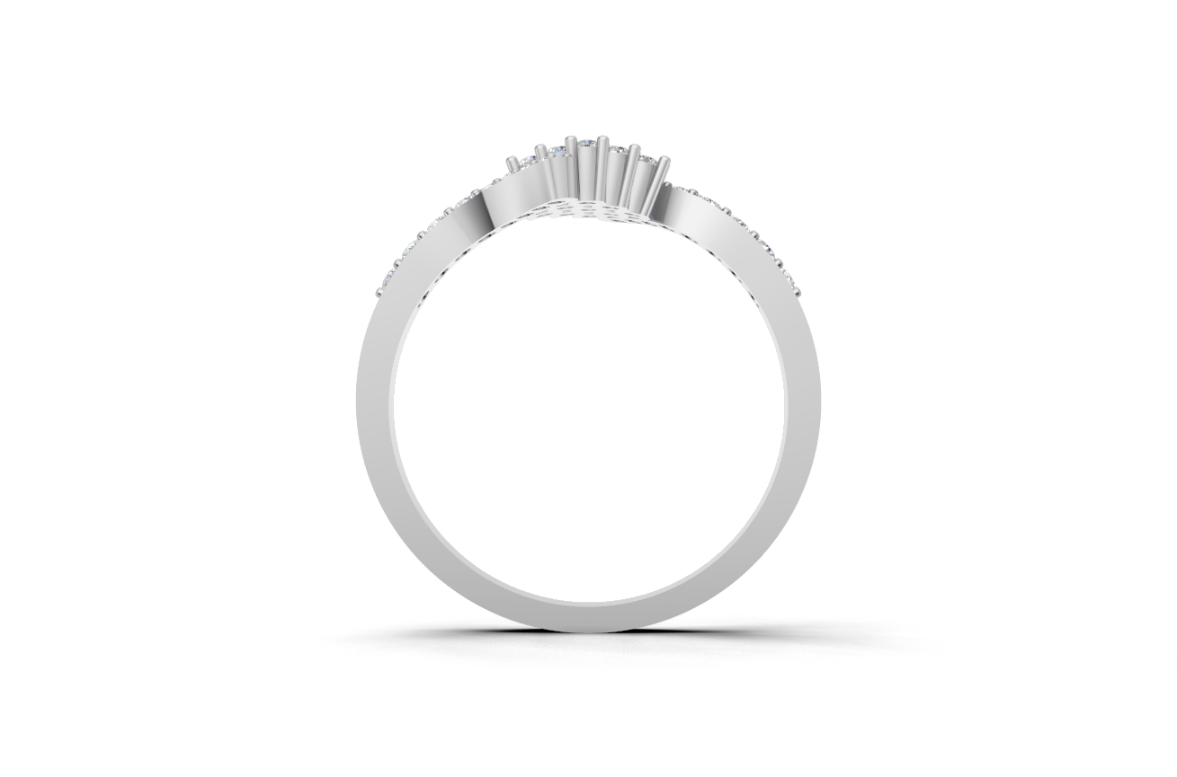 Modern Diagonal Cluster CZ Statement Ring – 925 Sterling Silver Geometric Multi-Stone Band