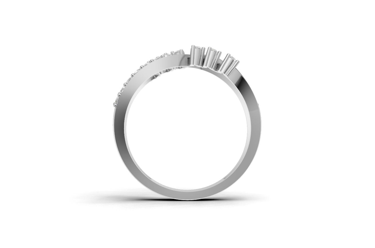 925 Sterling Silver Faceted Trinity Ring