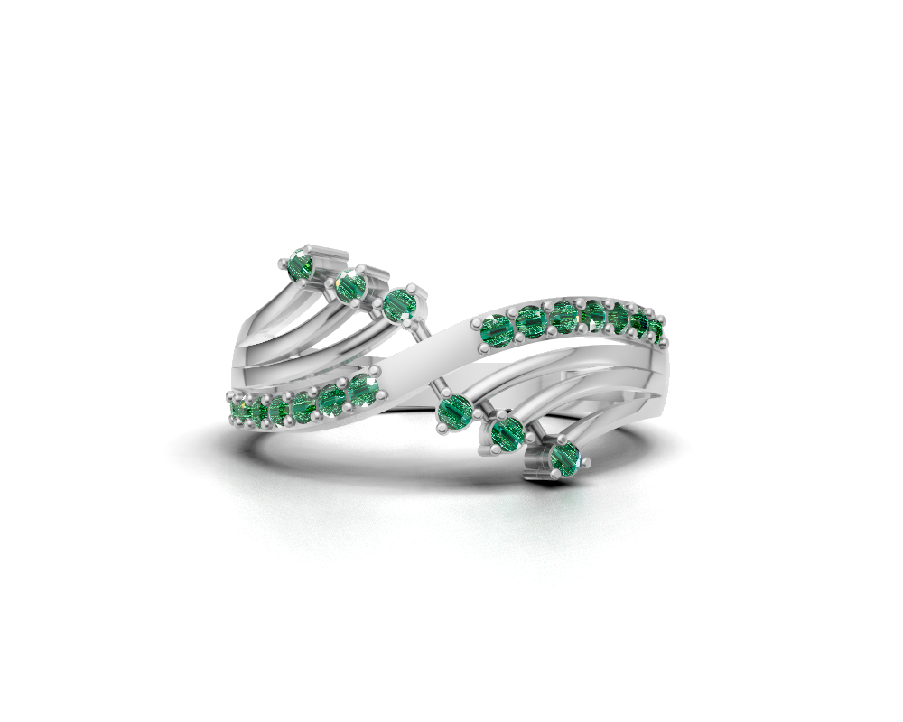 925 Sterling Silver Faceted Trinity Ring