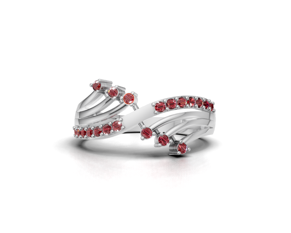 925 Sterling Silver Faceted Trinity Ring