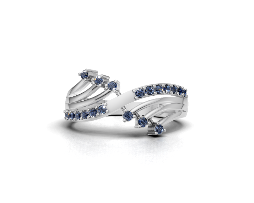 925 Sterling Silver Faceted Trinity Ring