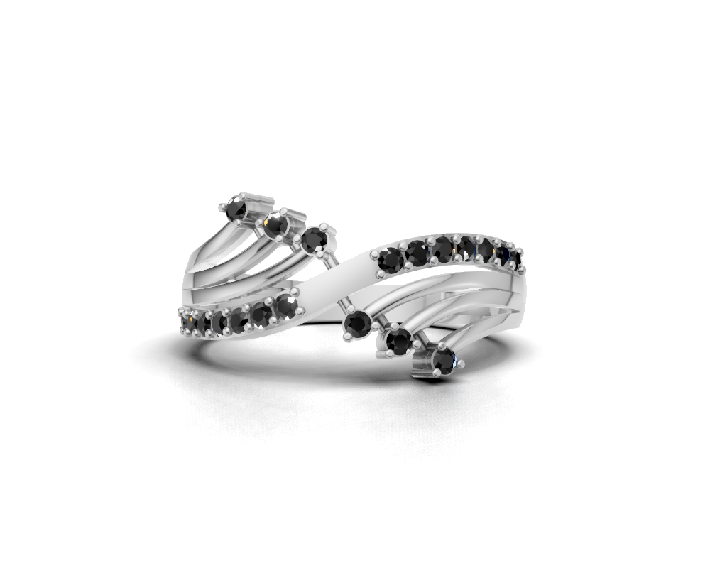 925 Sterling Silver Faceted Trinity Ring