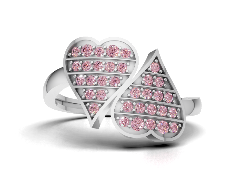 The Shimmering Duo-Heart Pavé Ring