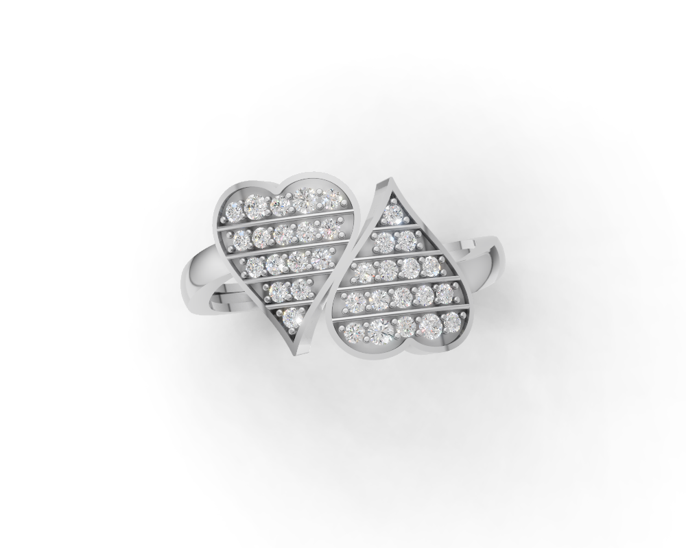 The Shimmering Duo-Heart Pavé Ring