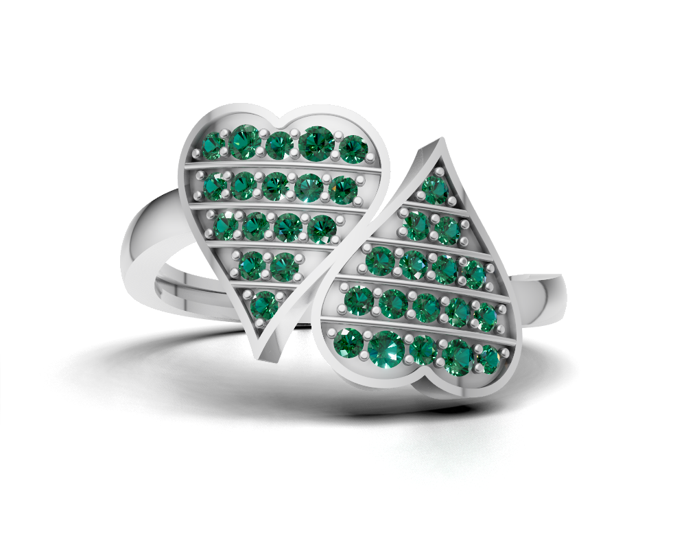The Shimmering Duo-Heart Pavé Ring