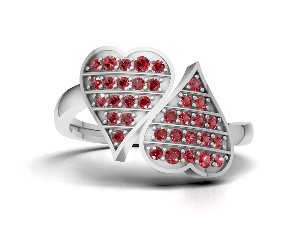 The Shimmering Duo-Heart Pavé Ring
